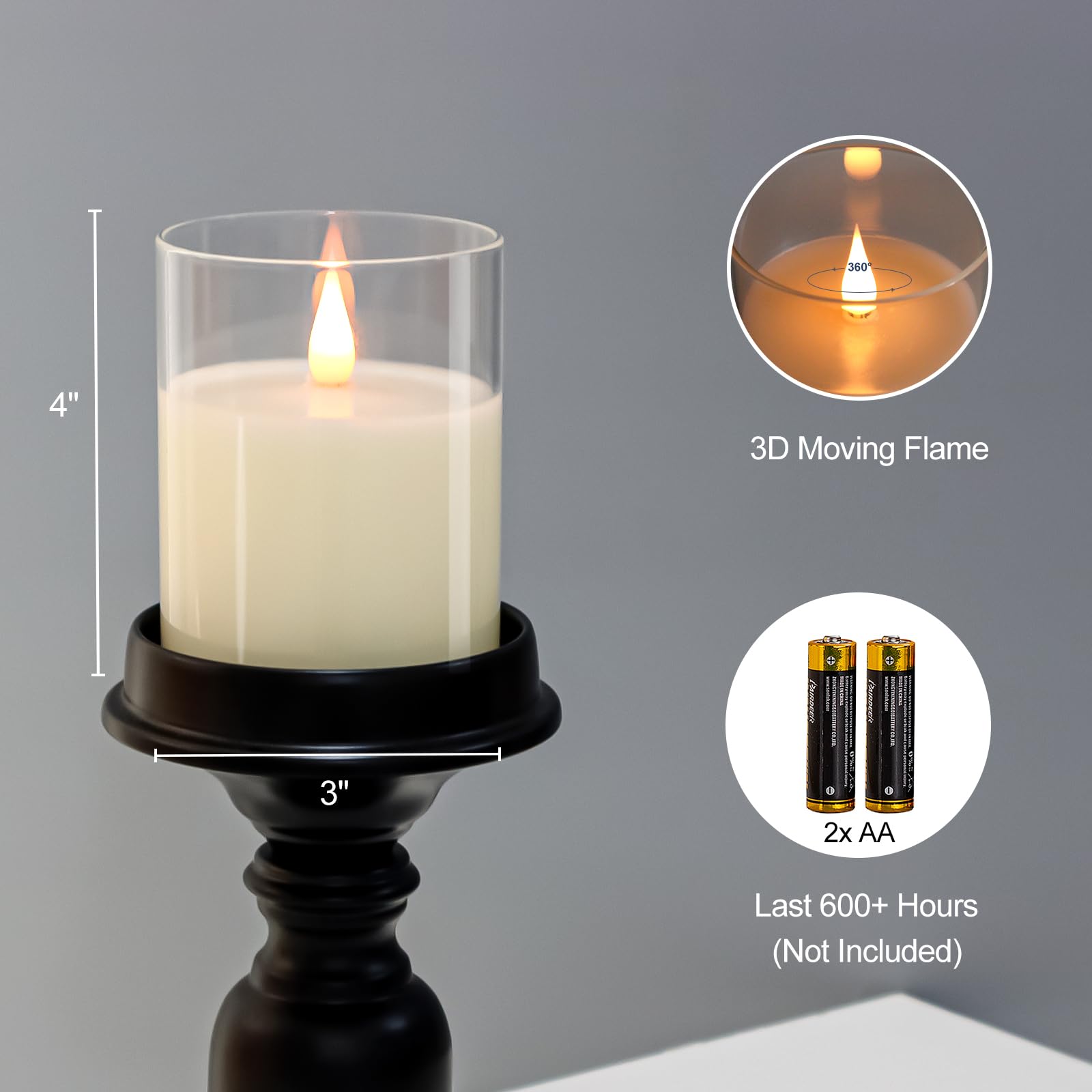 TECHLONG Glass Flameless Candle with remote timer enables effortless timed glow for events.