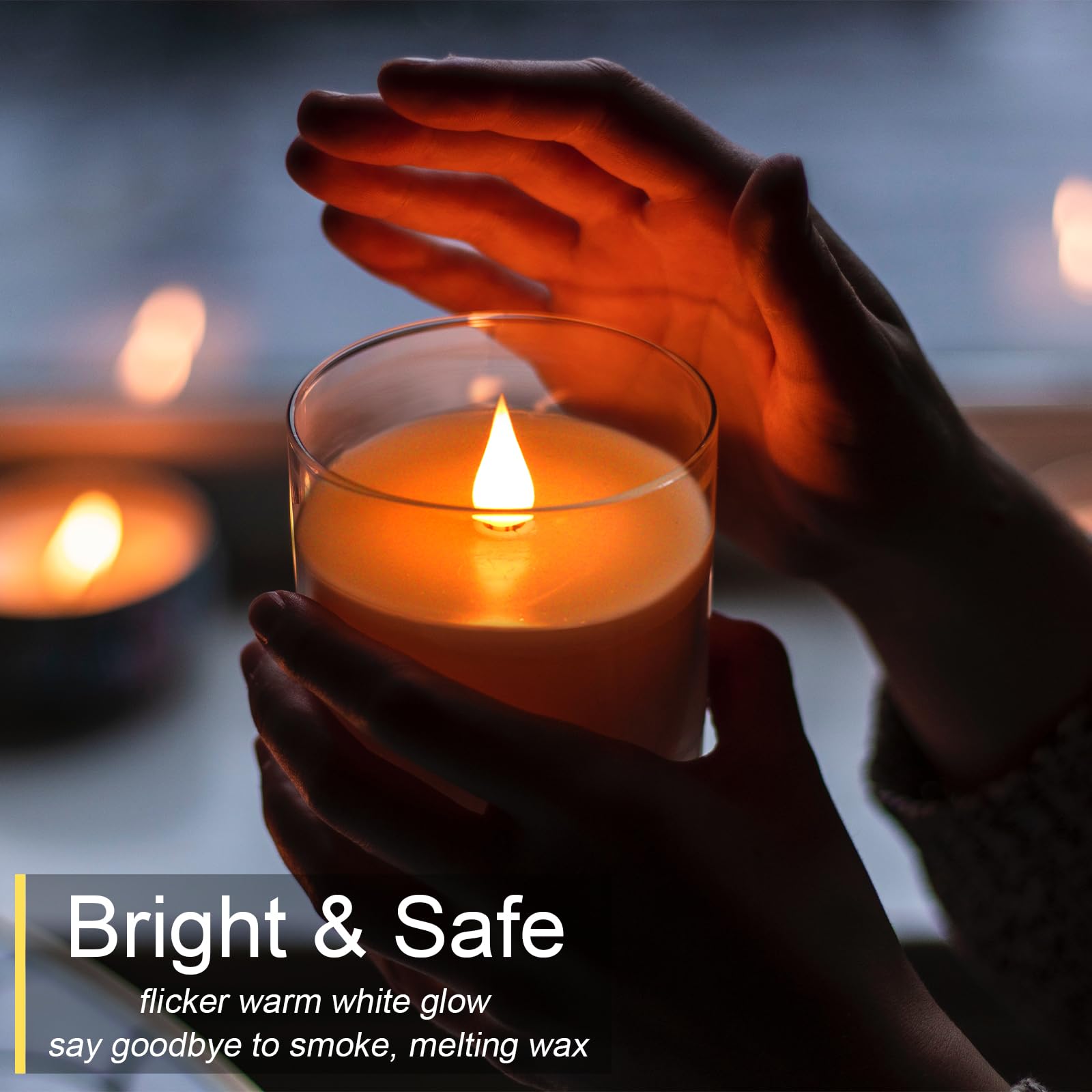 TECHLONG Glass Flameless Candle with wax shell delivers authentic look without mess.
