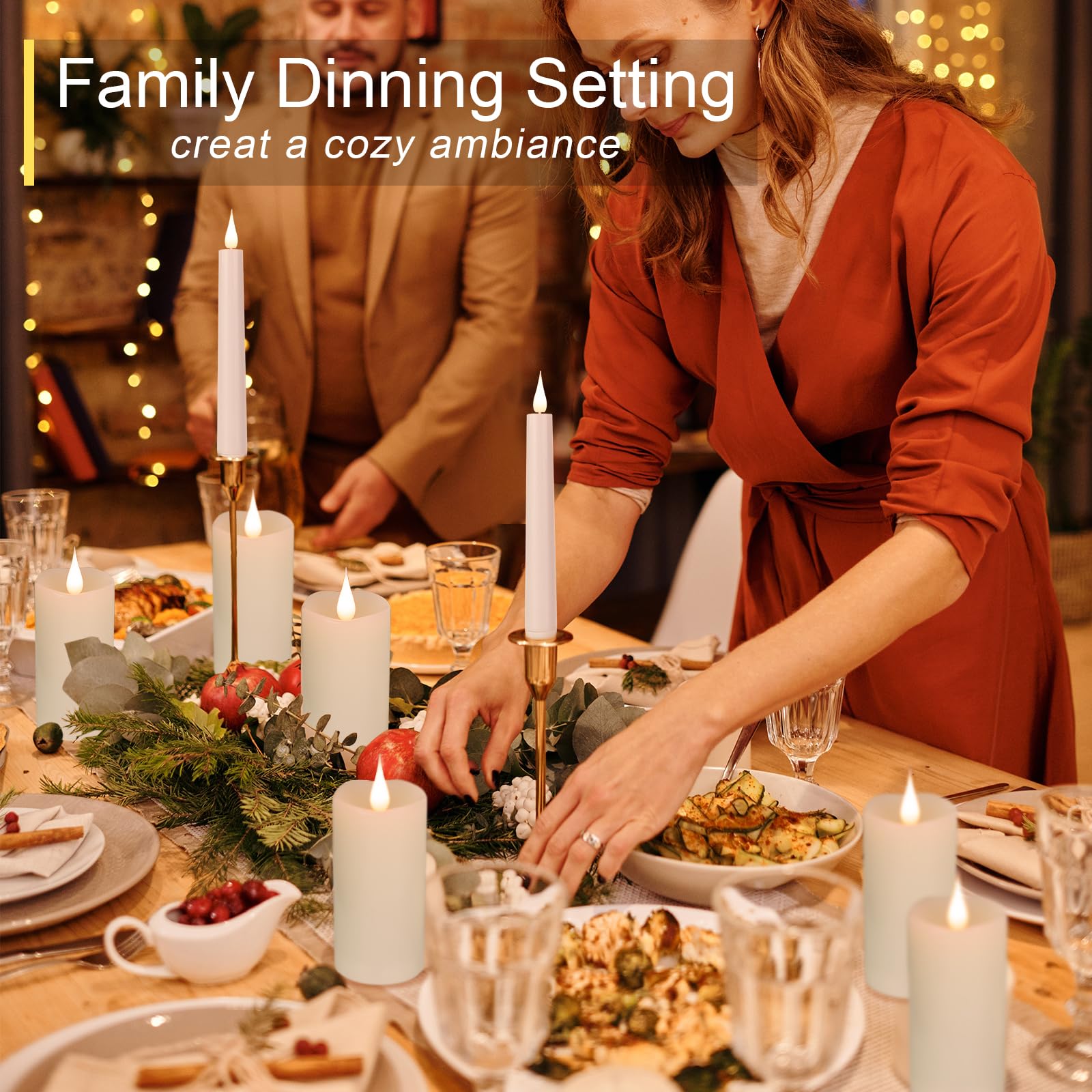 TechLong candle creates elegant wedding and party ambience on tables.