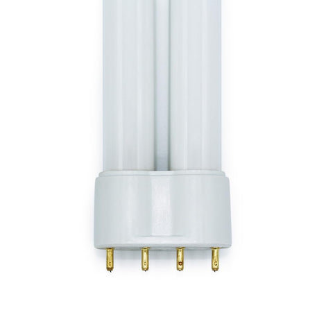 Technical Precision 3500K neutral white glow from twin tube lamp.