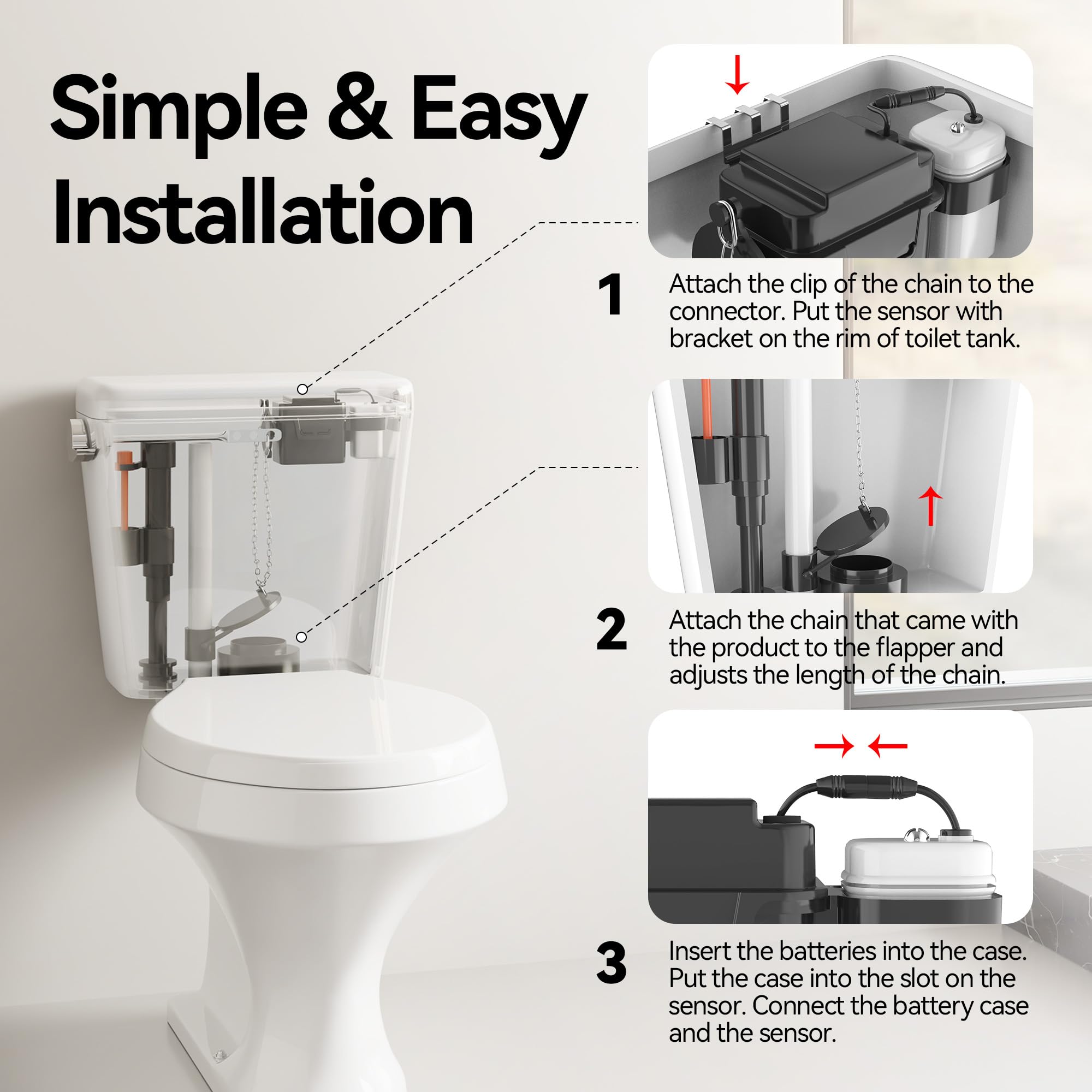 TECHO touchless flush kit installation process illustrated for quick setup.
