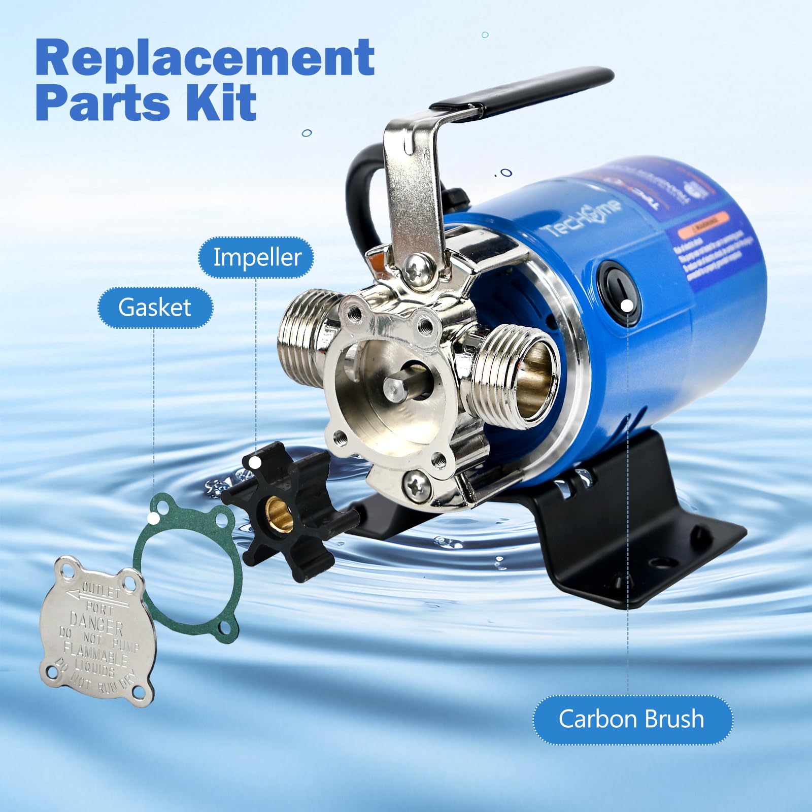 TecHome water transfer pump in garden irrigation setup for efficient transfer