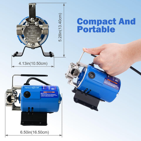 TecHome pump with included hoses ready for quick and versatile water transfers
