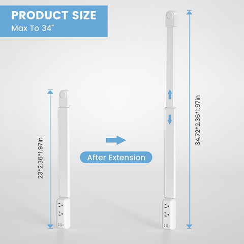Techy Outlet Extender extension length 34 inches for hard-to-reach outlets.