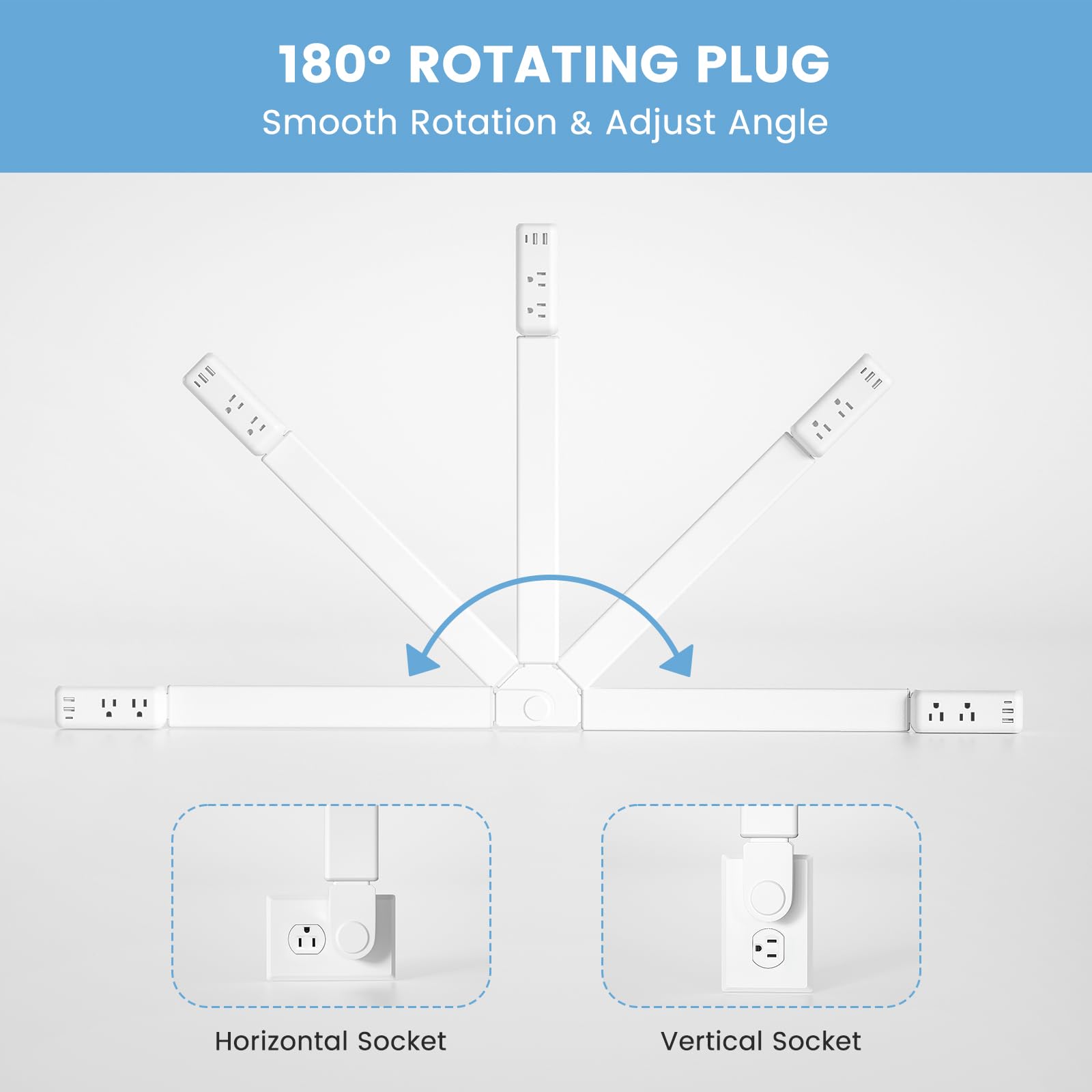 TECHY Outlet Extender USB-C port ready to charge devices at once.