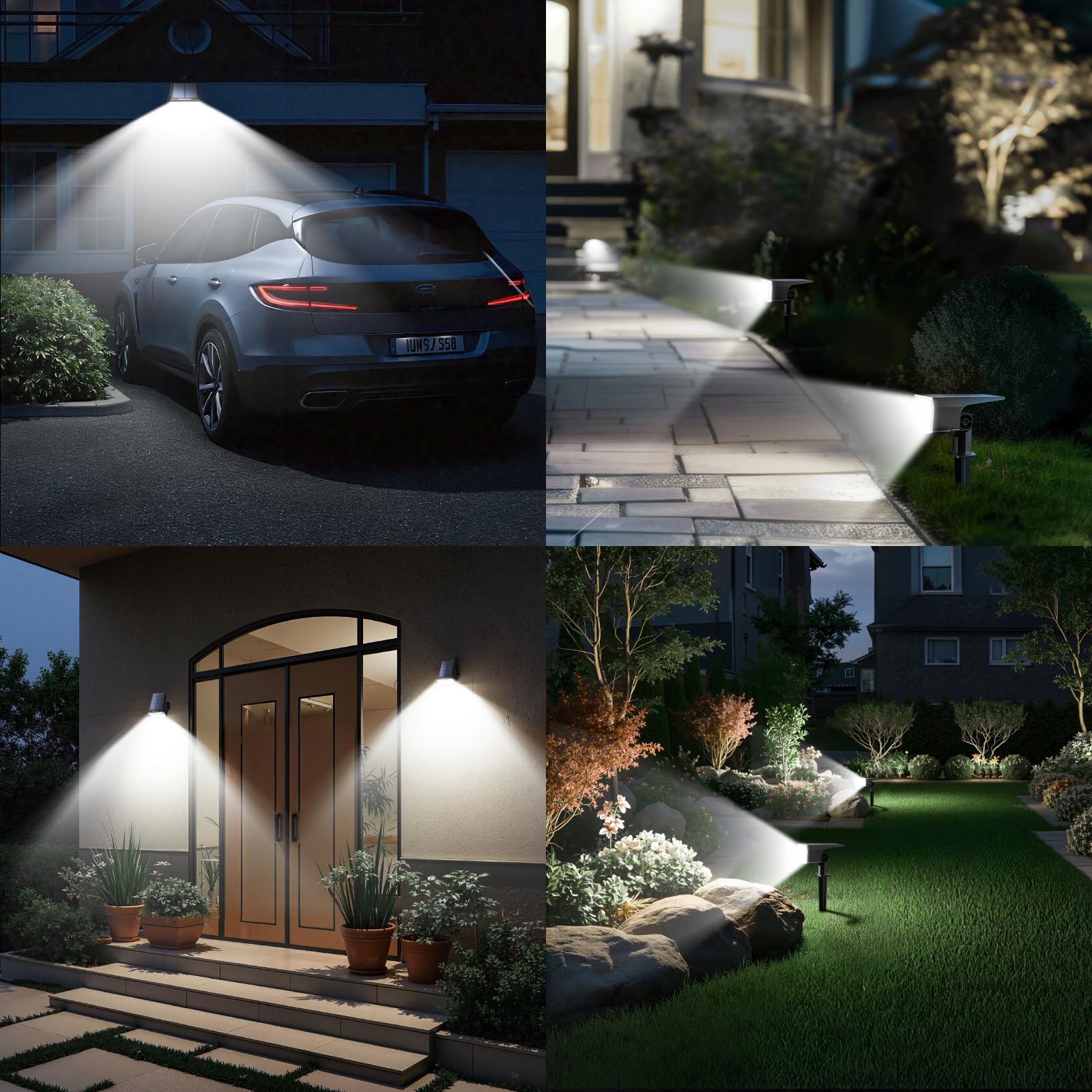 TECKNET 2-in-1 solar landscape light can be staked or mounted.