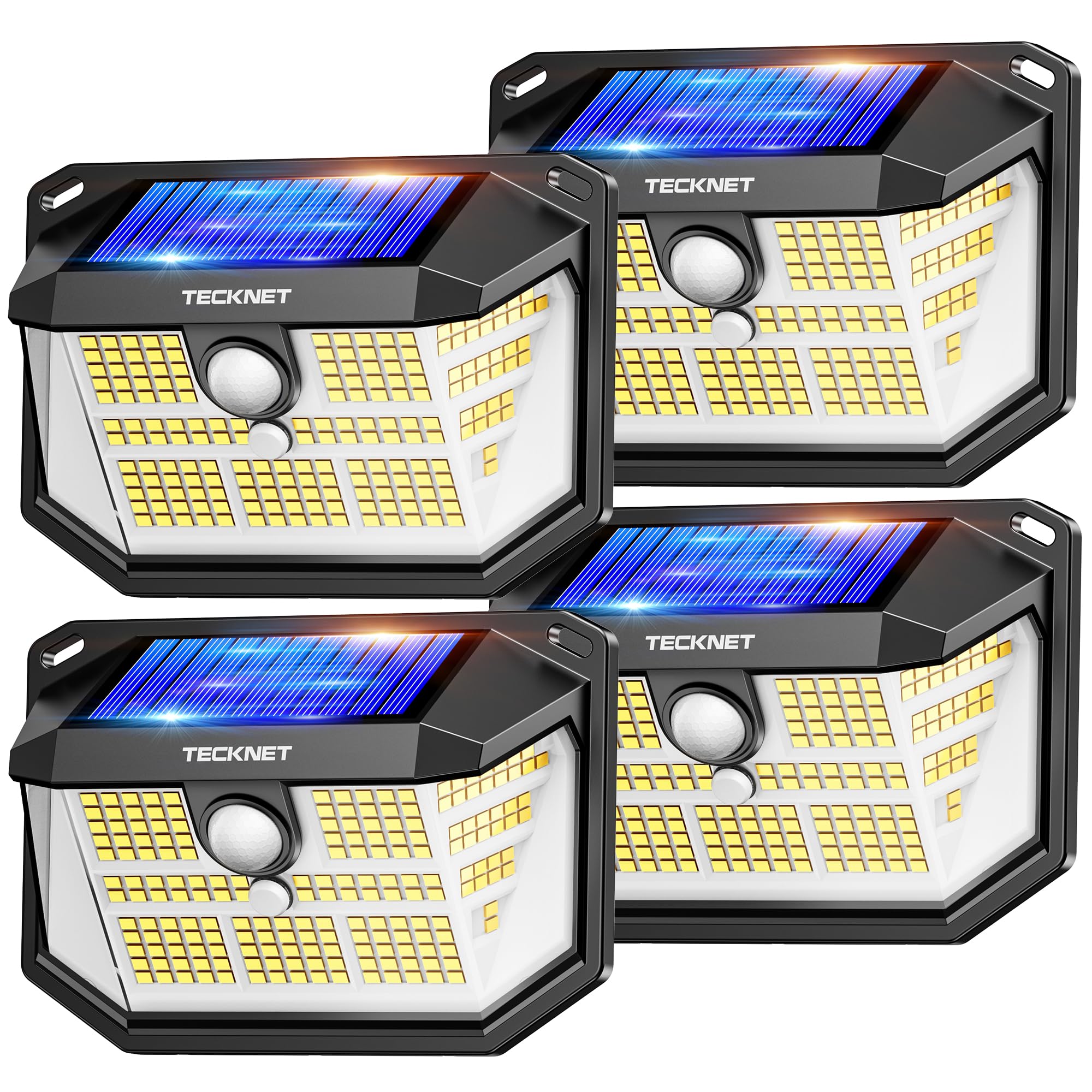 TECKNET 231 LED solar motion light panel front view demonstrates energy-efficient solar charging