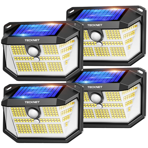 TECKNET 231 LED solar motion light panel front view demonstrates energy-efficient solar charging