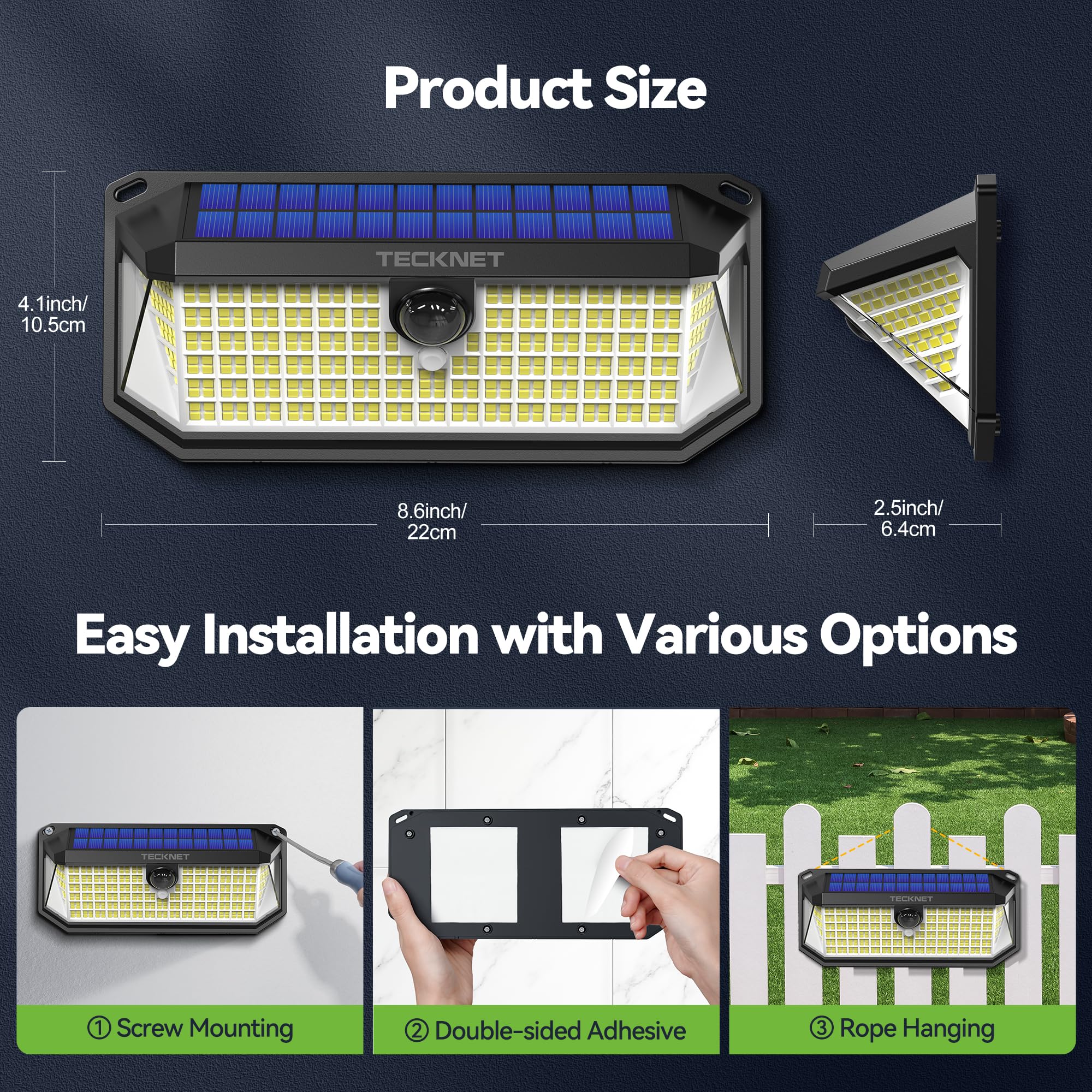 TECKNET 4200LM solar light on porch creates welcoming, energy-efficient ambience.