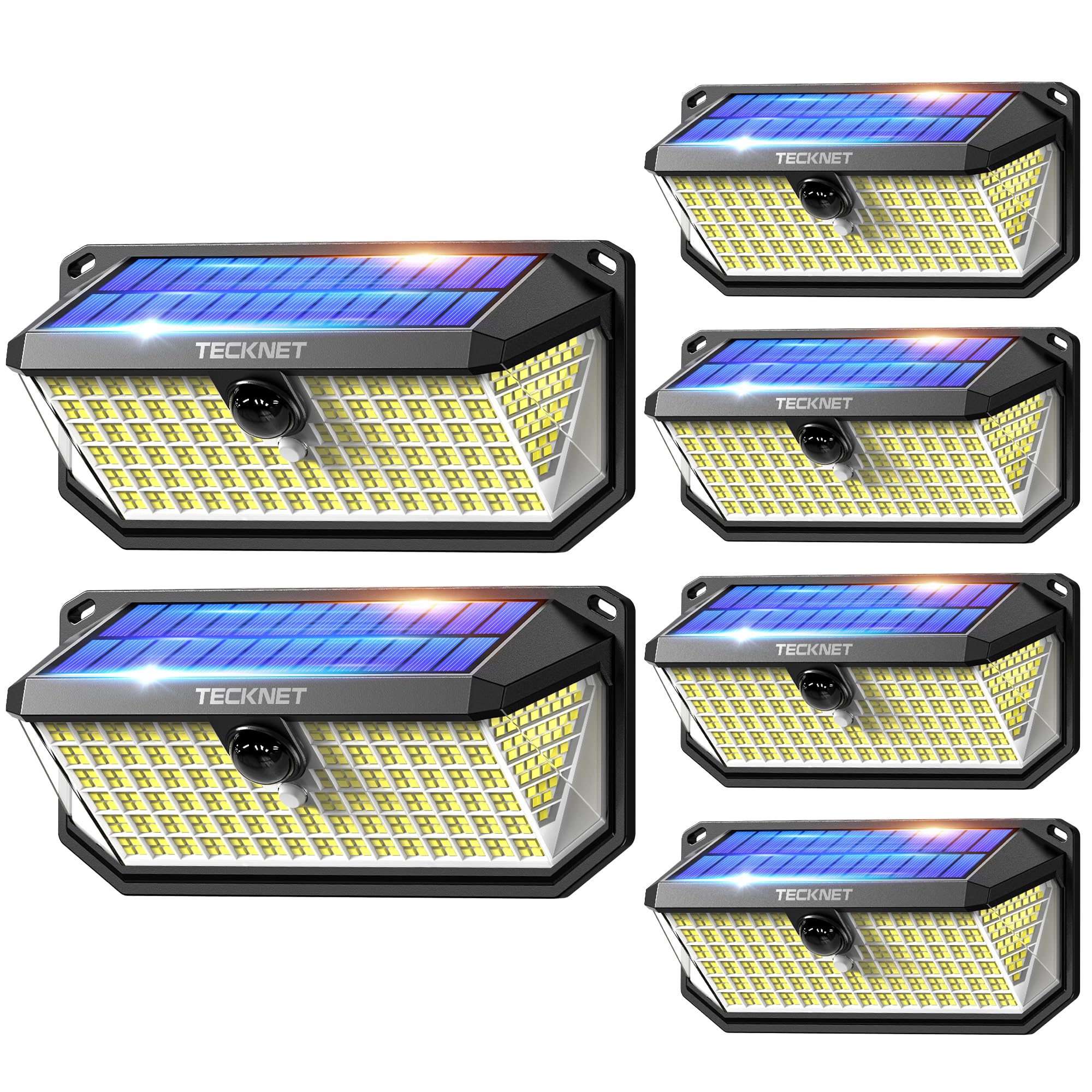 TECKNET 461 LED solar motion light, front view, ideal for bright entryway illumination.
