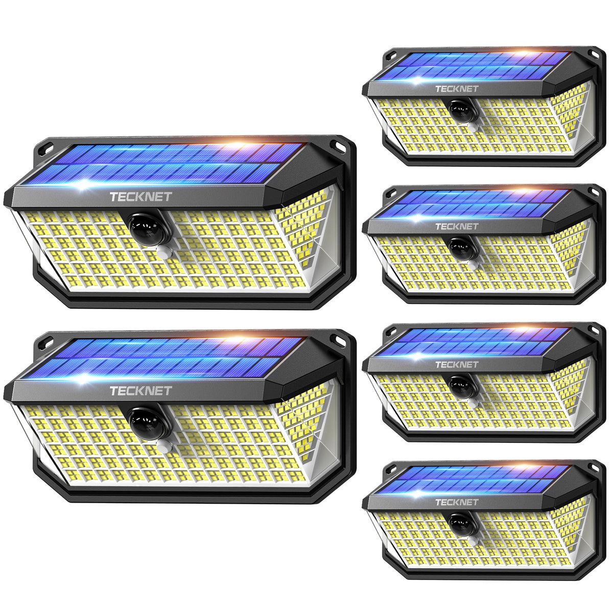 TECKNET 461 LED solar motion light, front view, ideal for bright entryway illumination.