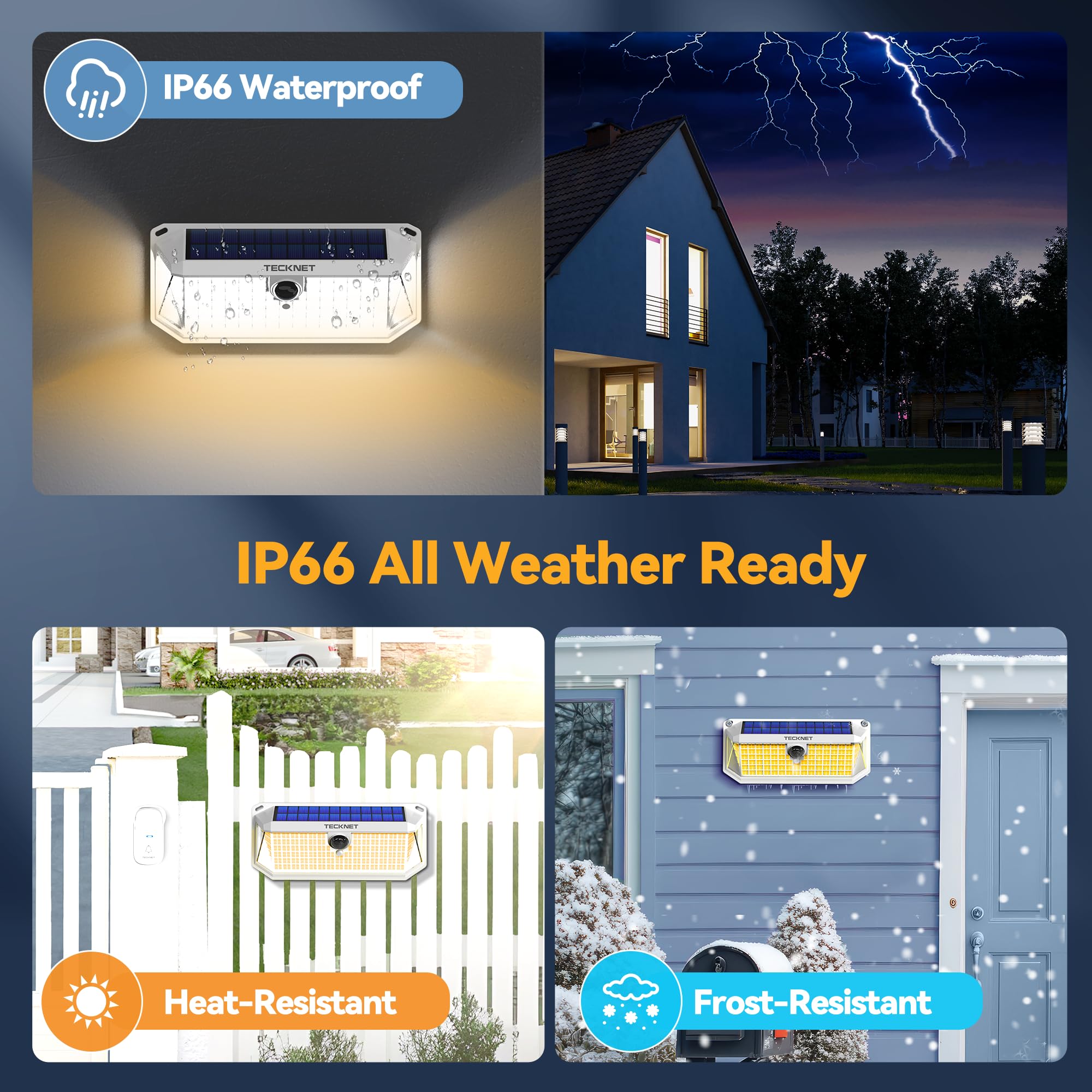 Durable TECKNET solar light with weatherproof design against rain and frost