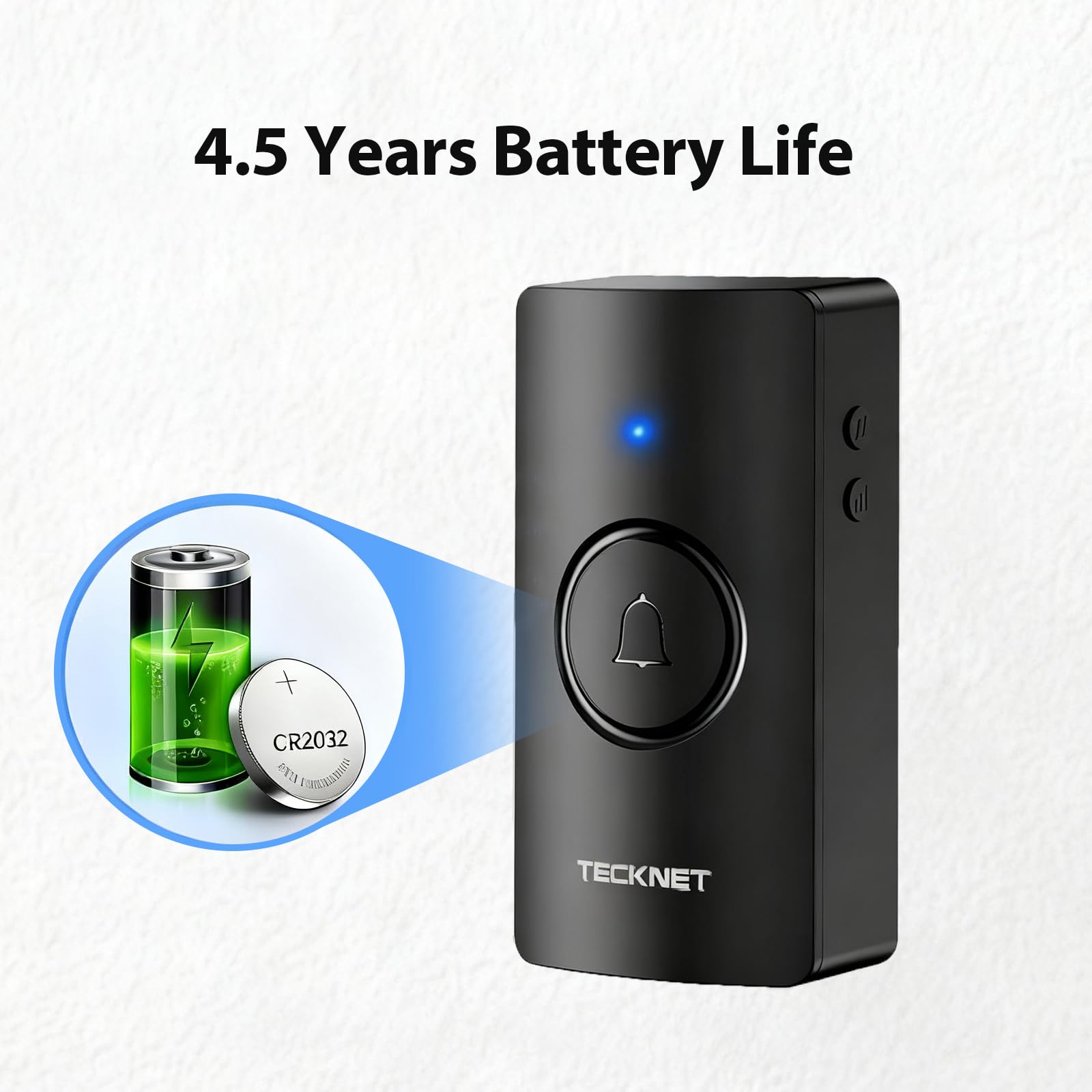 TECKNET doorbell battery life up to 4.5 years for low maintenance