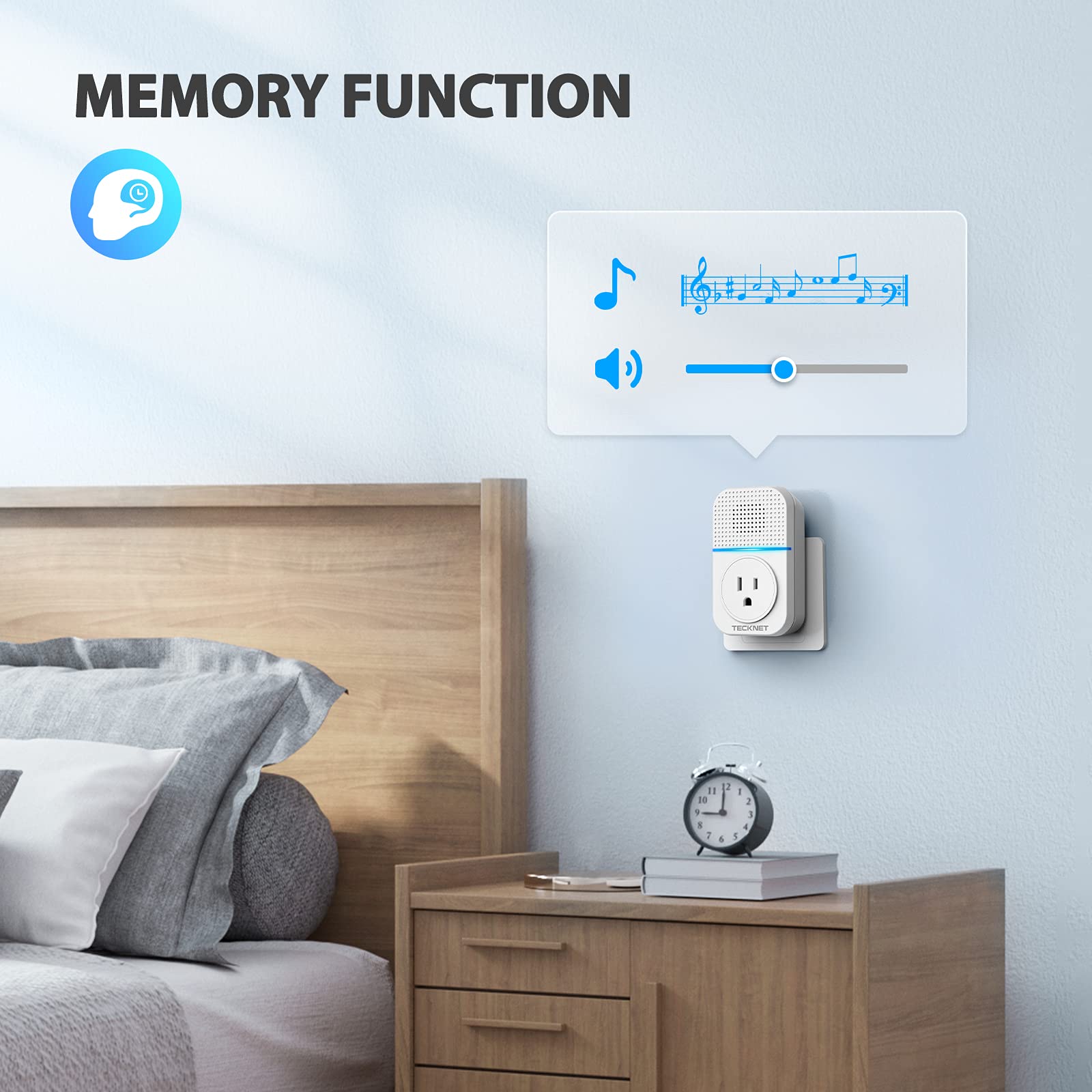 TECKNET self-powered doorbell with micro-generator, no batteries needed