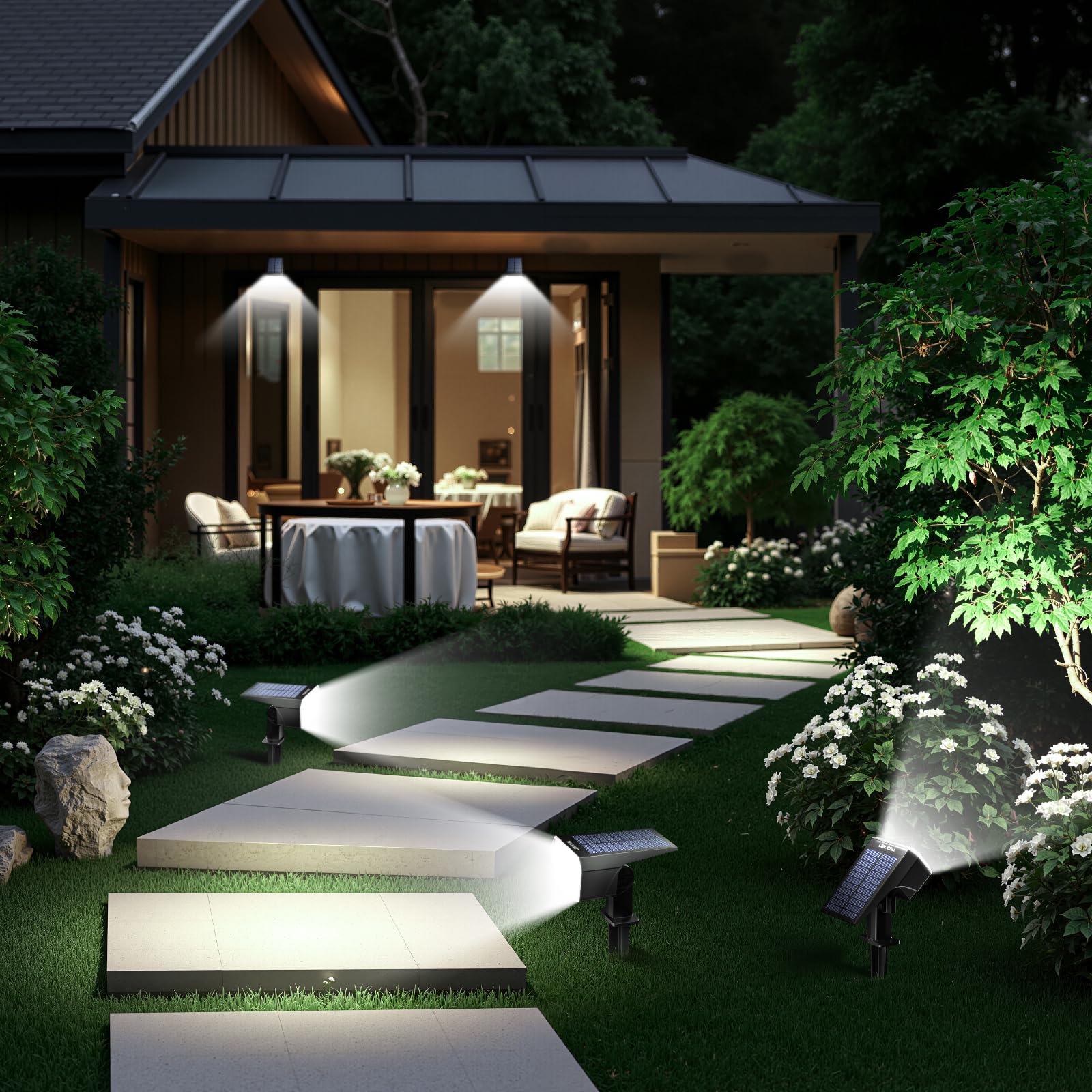 TECKNET ground stake spot light easily guides paths and entrances.