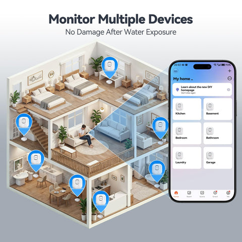 TECKNET leak detector app alert shows real-time notifications to your phone.
