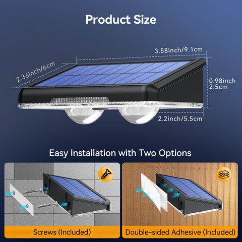 TECKNET solar fence lights showing three modes: warm, natural, and cool