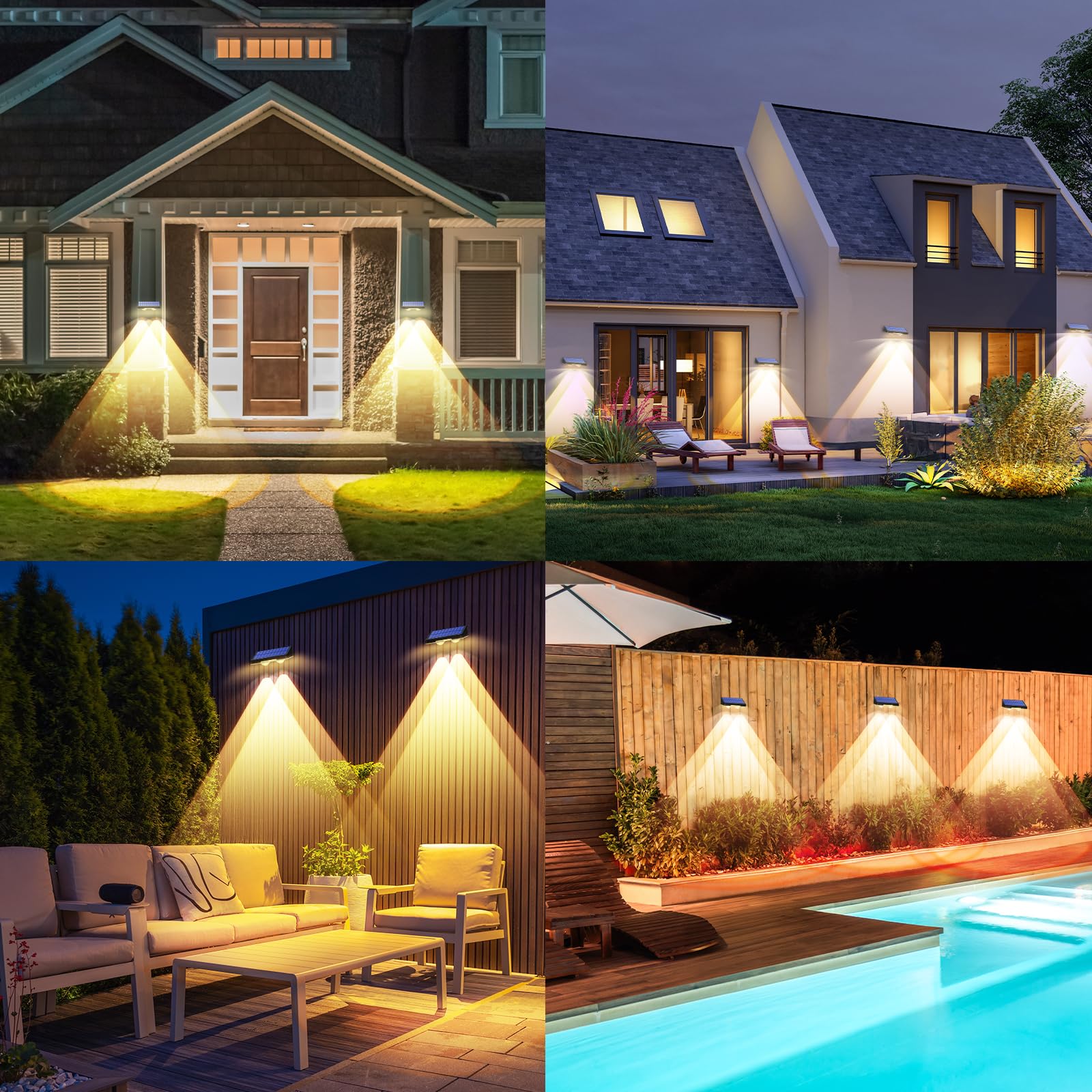 TECKNET fence lights creating inviting night ambiance along a patio