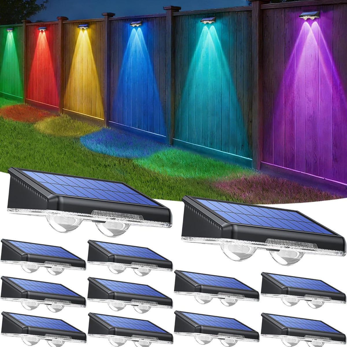 TECKNET solar fence light in warm white, perfect for garden paths and borders