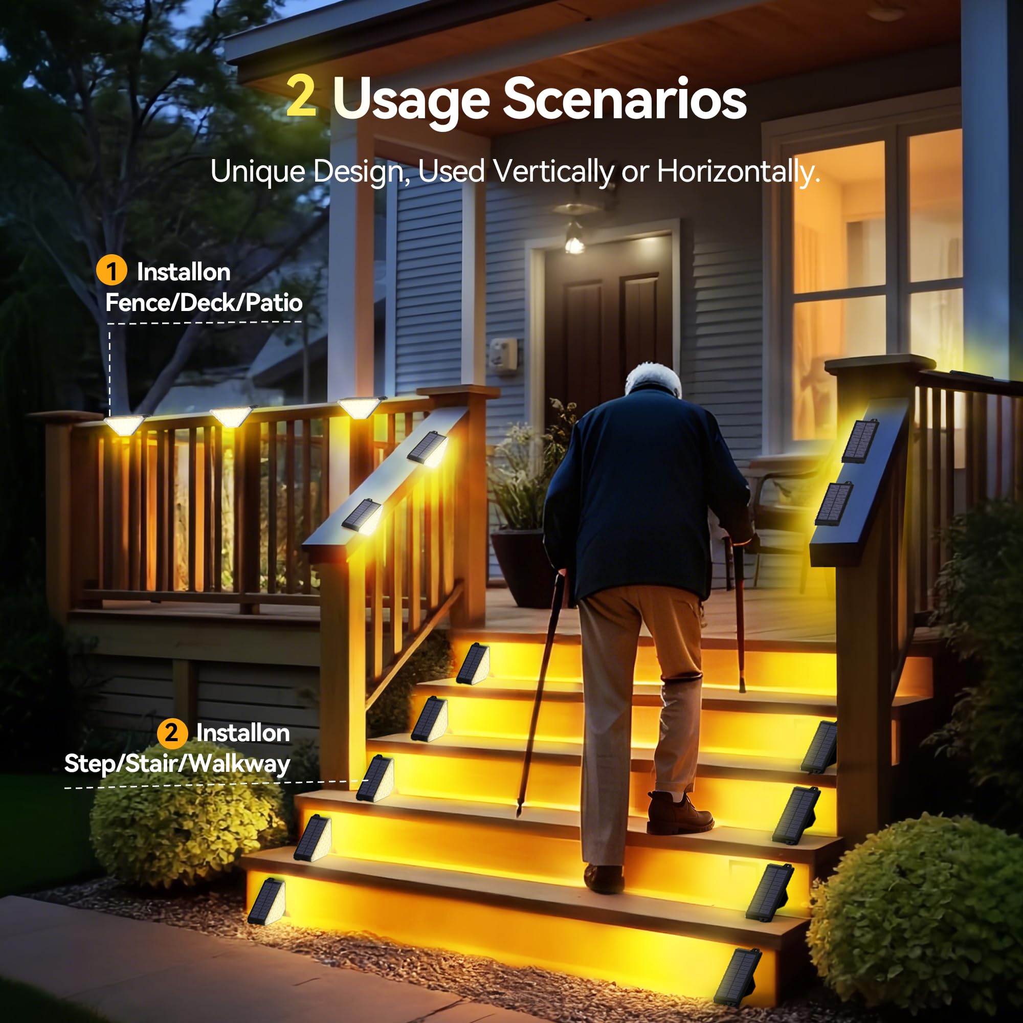 TECKNET 24-LED solar step light delivers bright 80-lumen illumination.