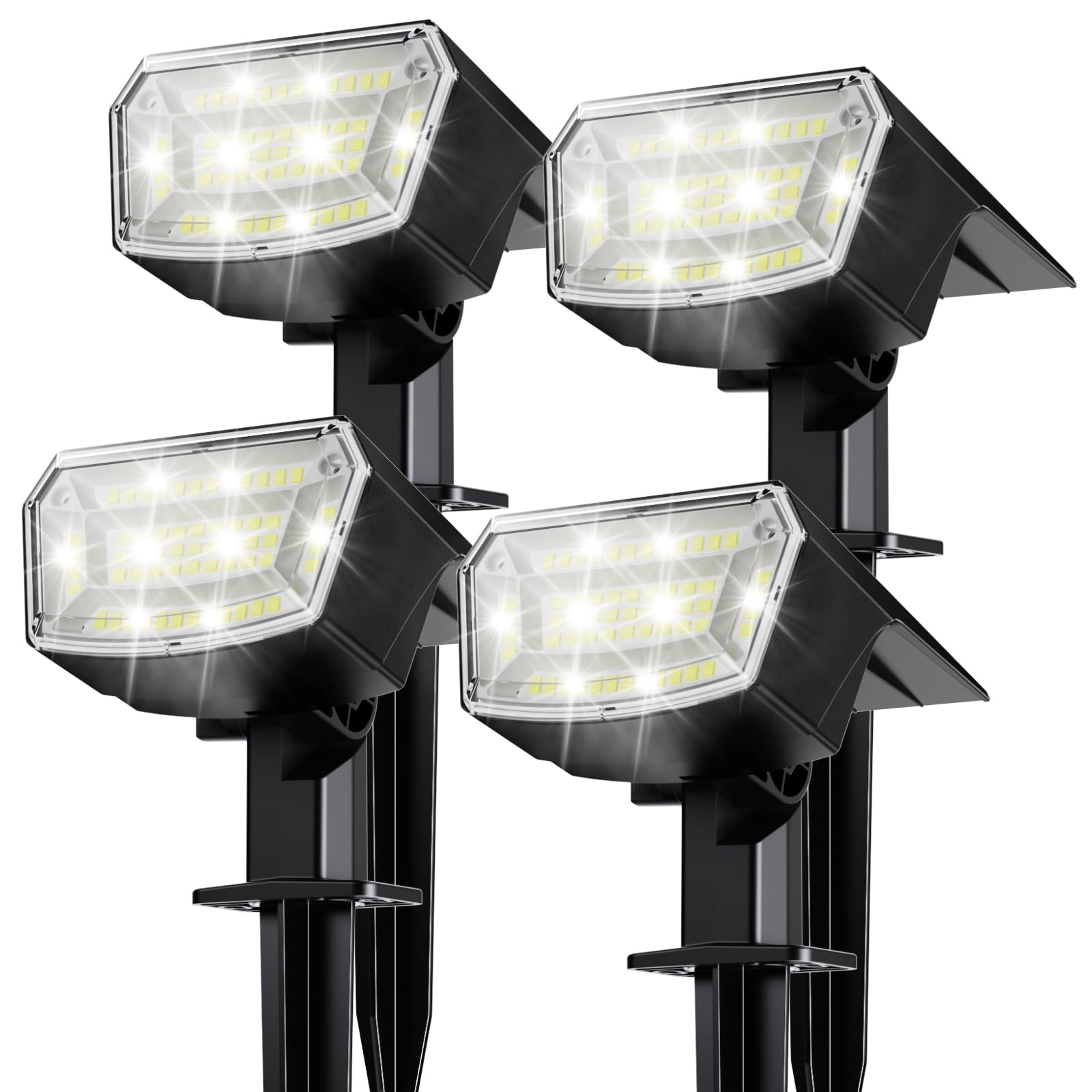 TECKNET outdoor 59 LED spot lights illuminate pathways with even brightness.
