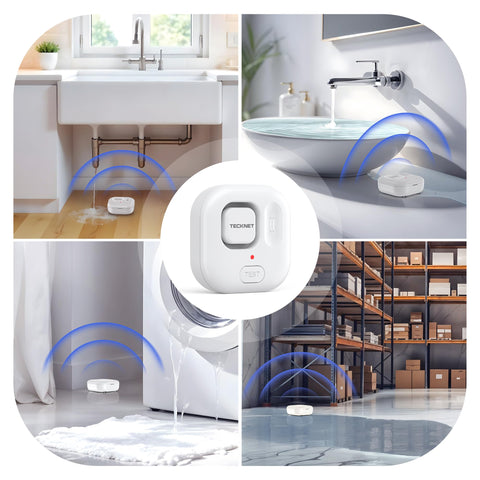 TECKNET water leak detectors provide home safety coverage across bathrooms, kitchens, basements, and more.