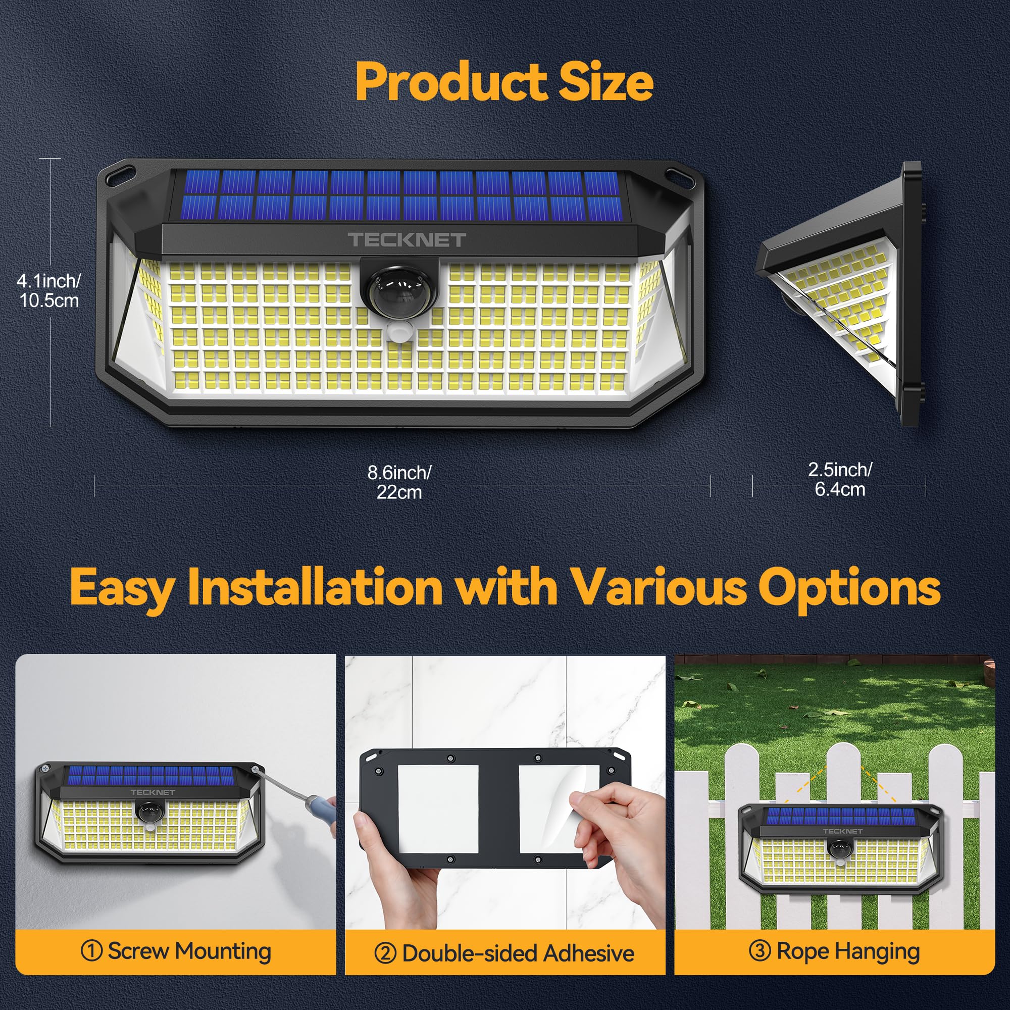 TECKNET wide yard illumination near front door and garage for safety