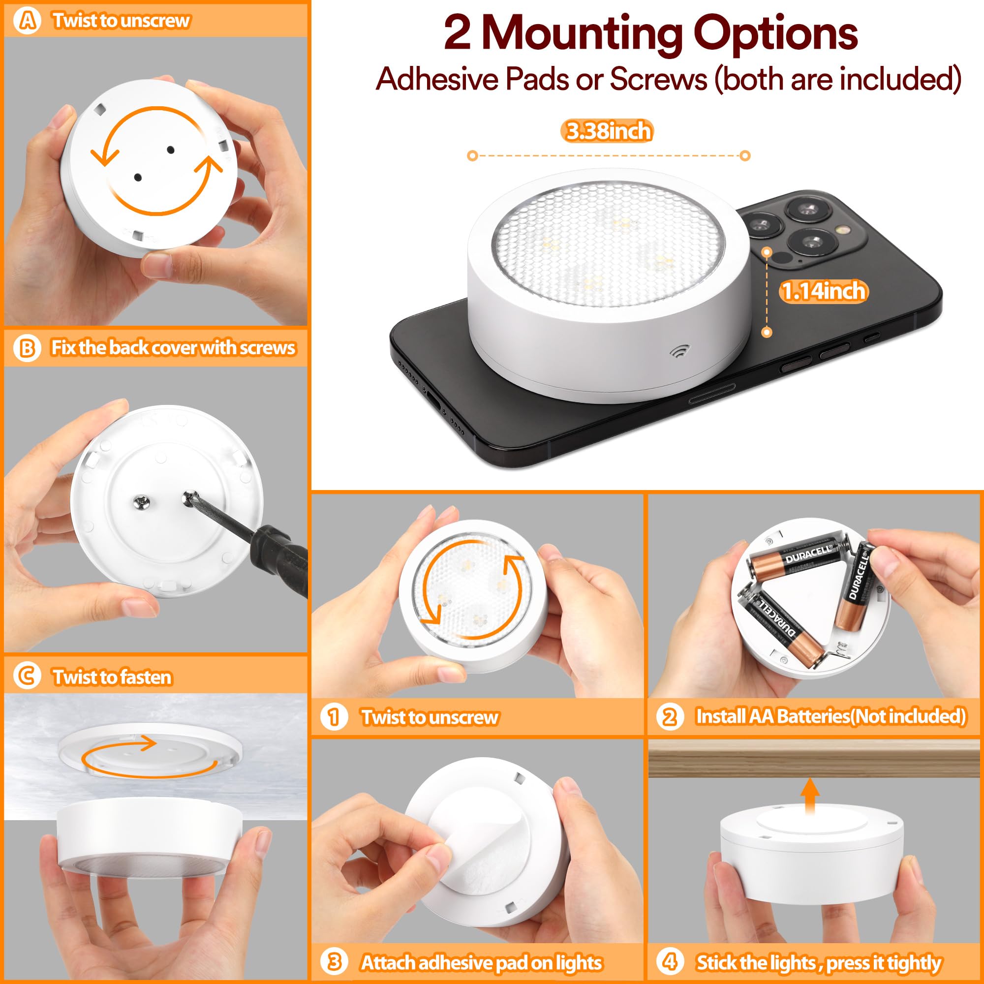 TECOMLIGHT Puck Light battery-powered design suits portable, versatile use.
