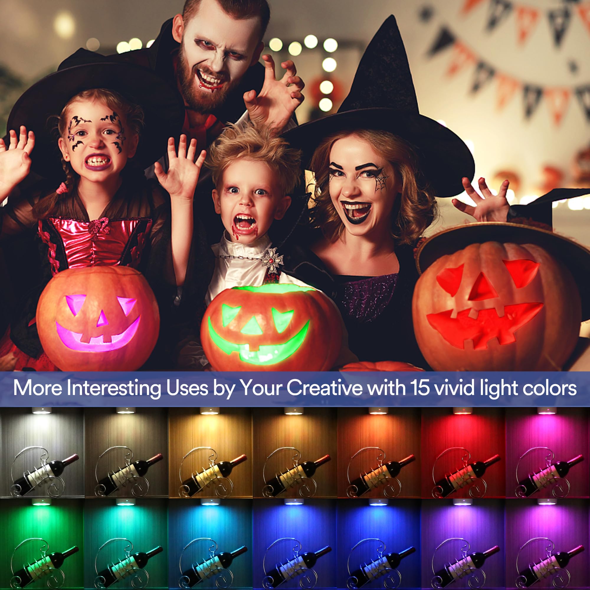 TECOMLIGHT Puck Light color cycle creates mood lighting for events.