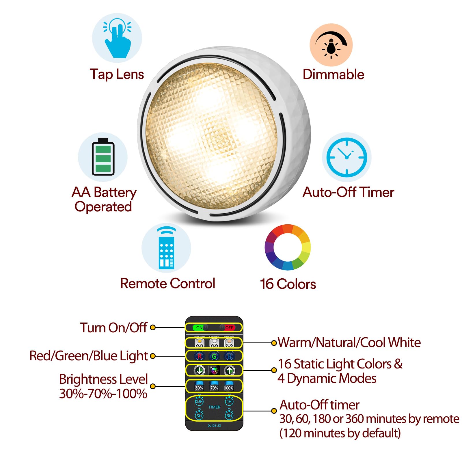 TECOMLIGHT puck light with dynamic colors enhances ambiance and mood