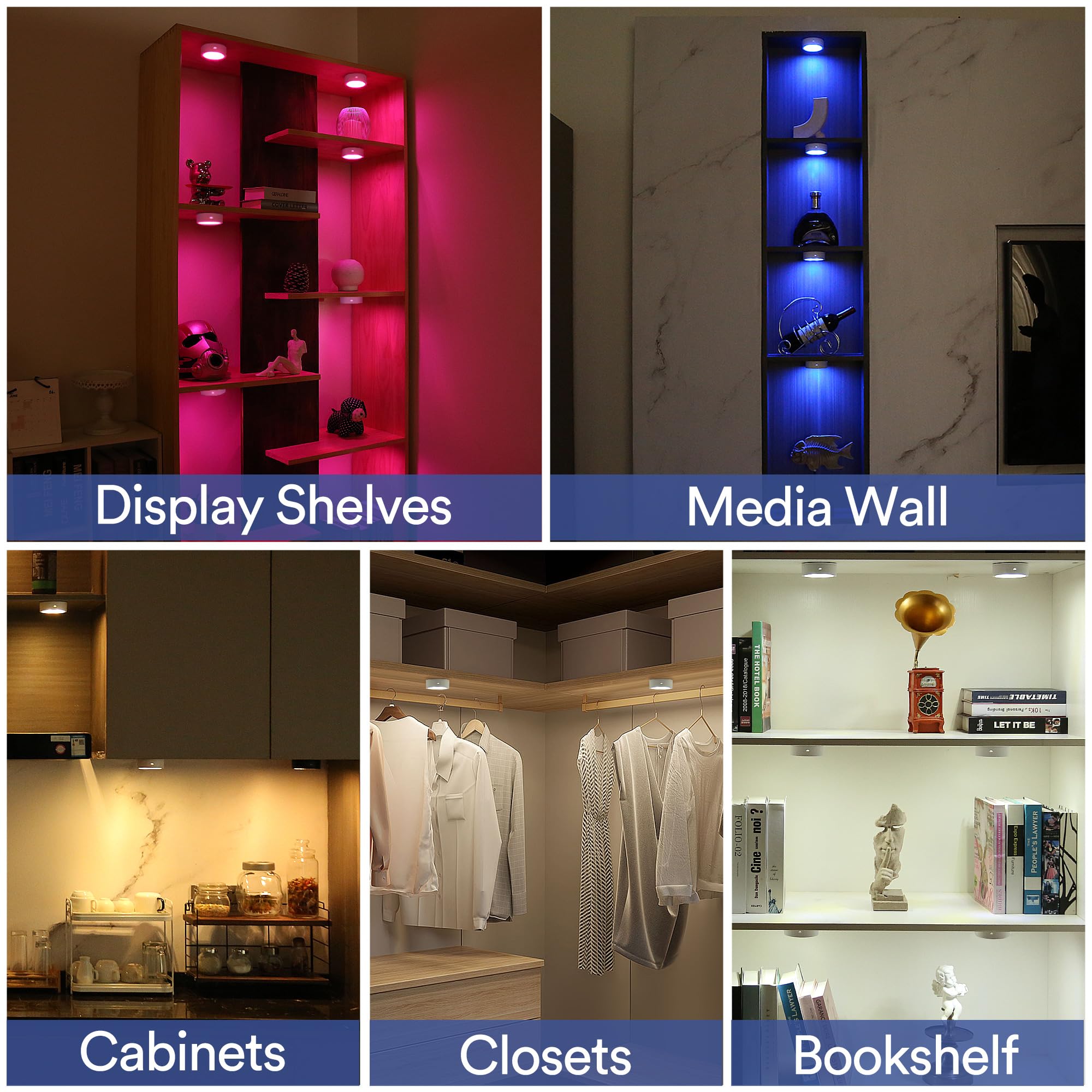 TECOMLIGHT Puck Light on kitchen cabinet delivers bright, even illumination.