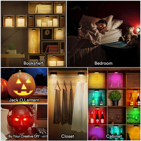 TECOMLIGHT tap control puck light for fast on off and color selection.