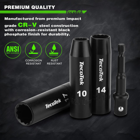 TecoTek 14mm deep socket with laser-etched marking for quick identification
