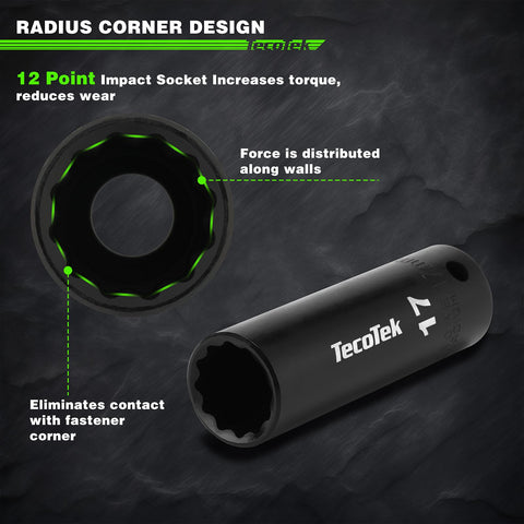 TecoTek 17mm deep socket designed for high-torque tasks