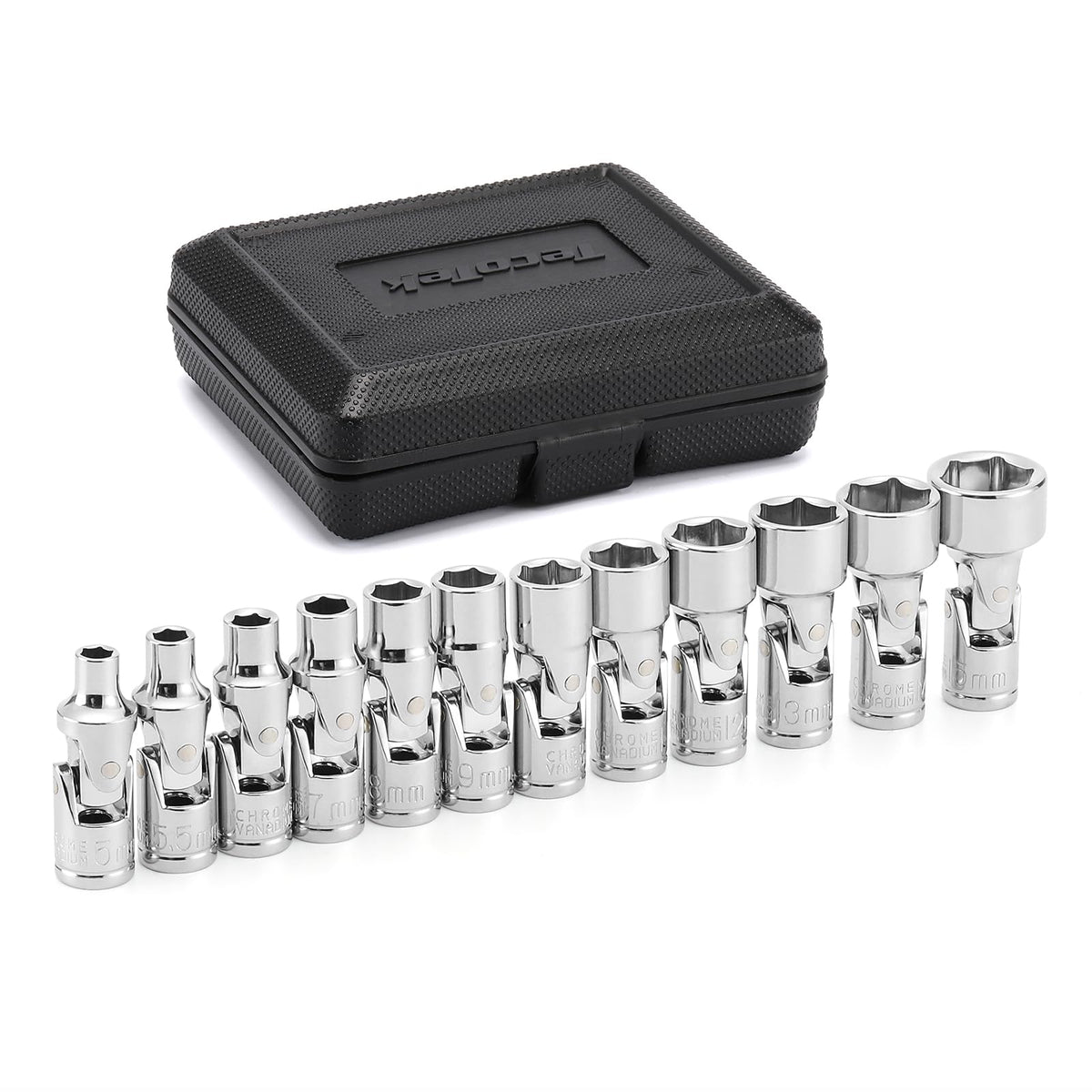 TecoTek 12-piece quarter-inch drive universal joint set with swivel for versatile access
