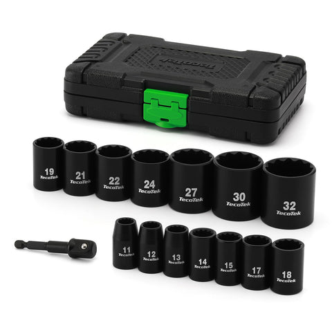 TecoTek 12-point metric impact socket set in use for fast, secure bolt engagement