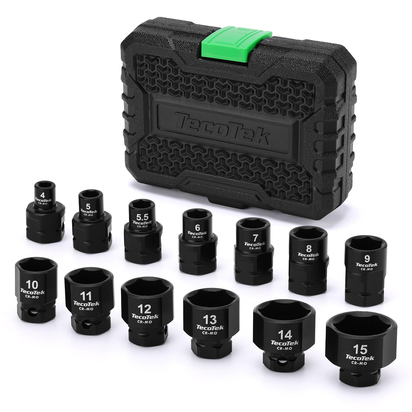 TecoTek 13-piece 1/4in drive low-profile sockets in a case for easy transport.