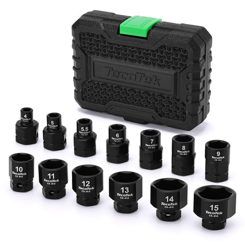 TecoTek 13-piece 1/4in drive low-profile sockets in a case for easy transport.