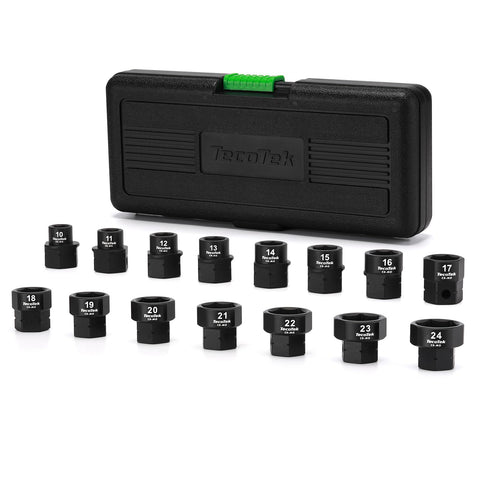 TecoTek 15-piece low-profile socket set in case for easy transport.