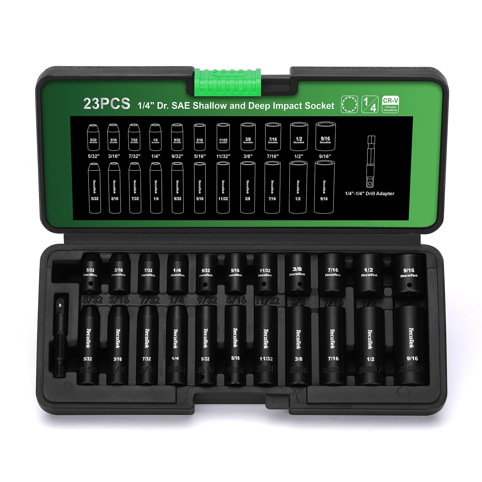 TecoTek 23-piece one-fourth drive deep sockets for tight spaces and reliable fastener engagement.