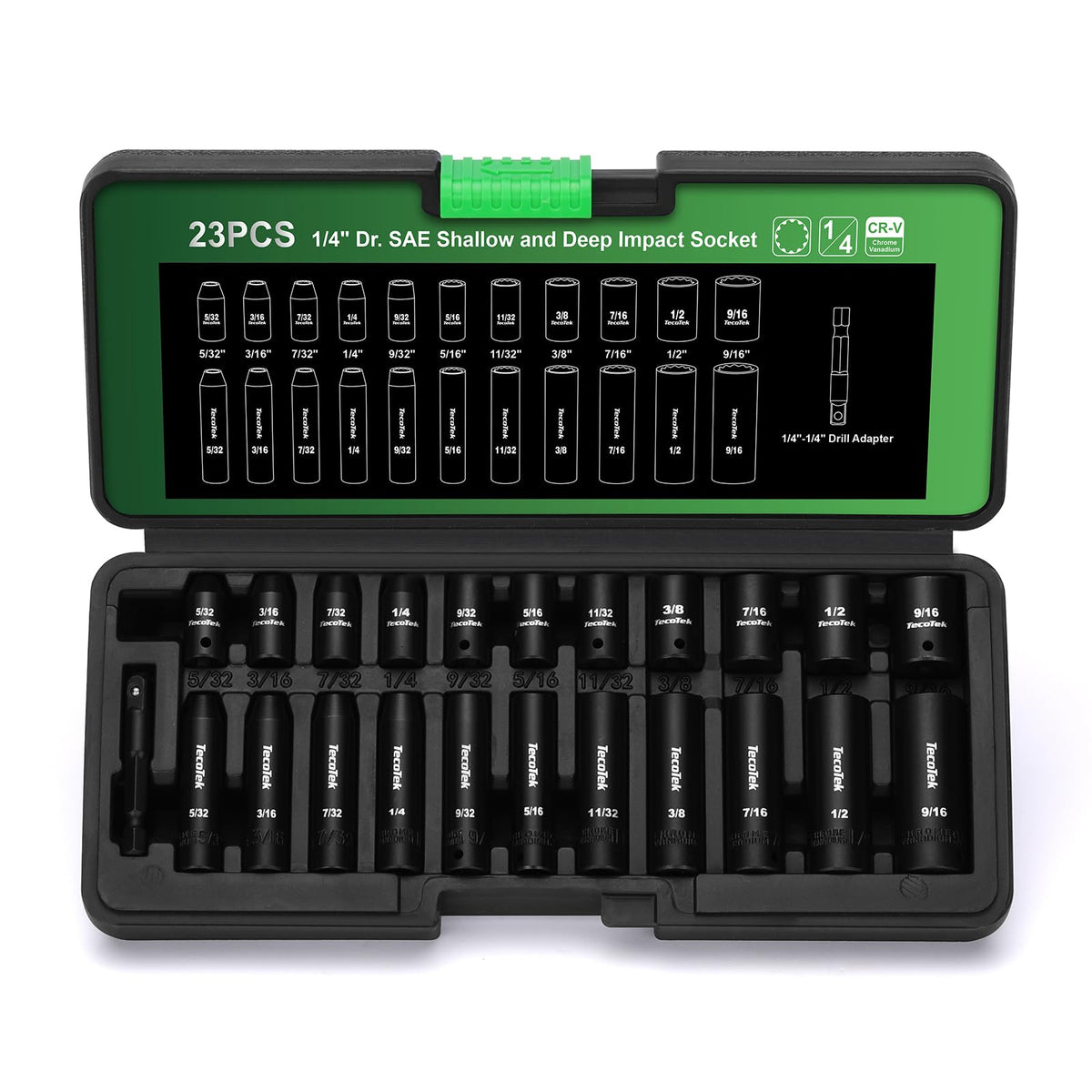 TecoTek 23-piece one-fourth drive deep sockets for tight spaces and reliable fastener engagement.