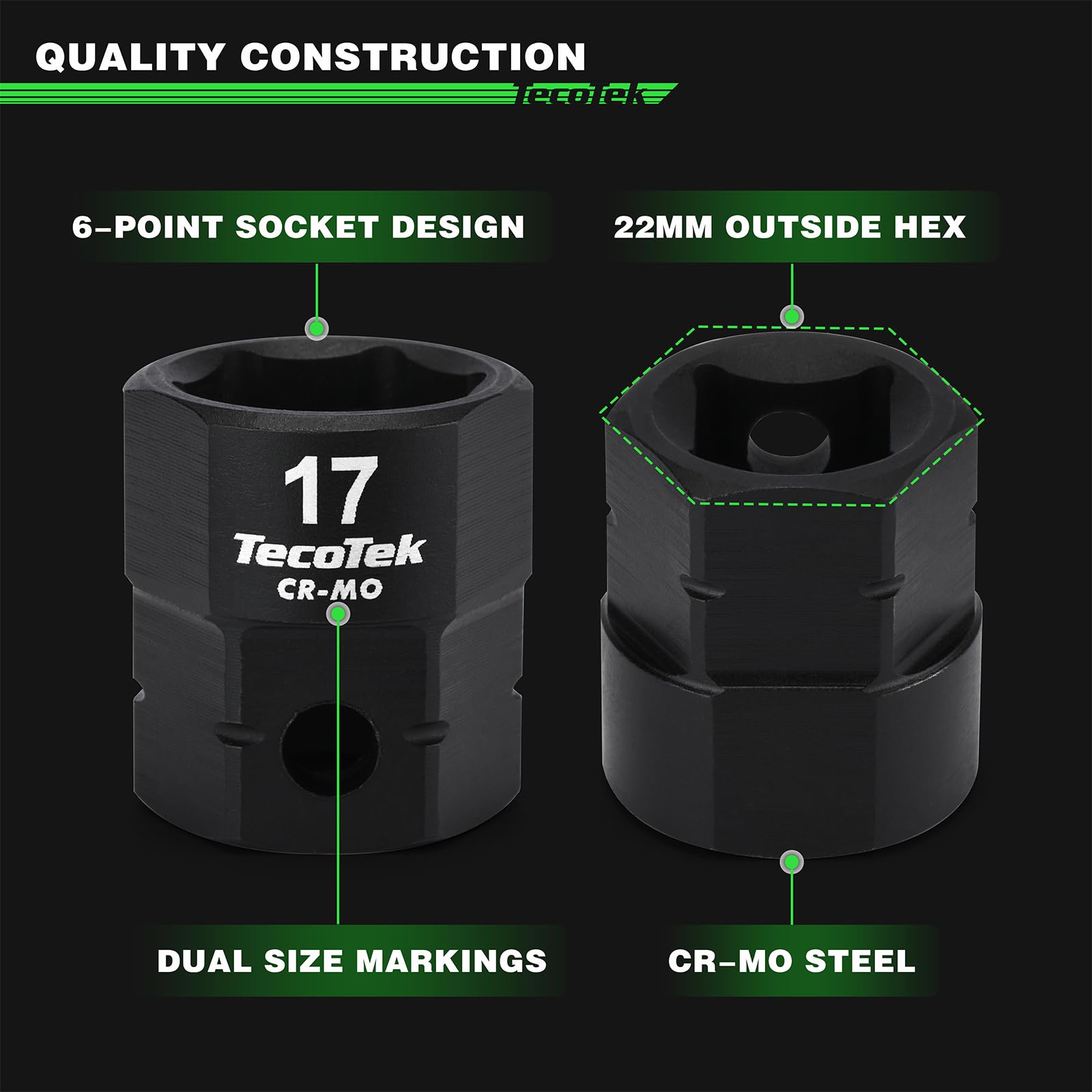 TecoTek 24mm socket demonstrates versatile range for larger fasteners.