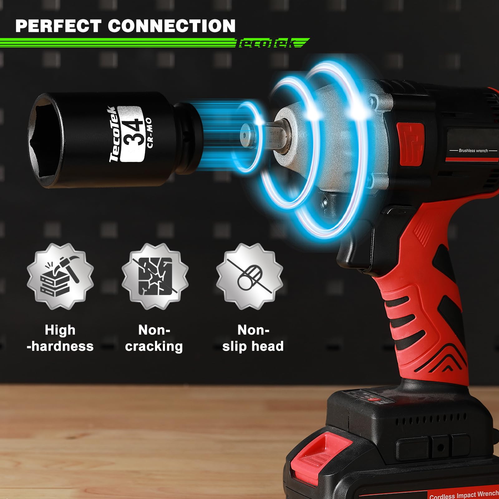 TecoTek 34mm deep socket enables easy removal of mid-size fasteners