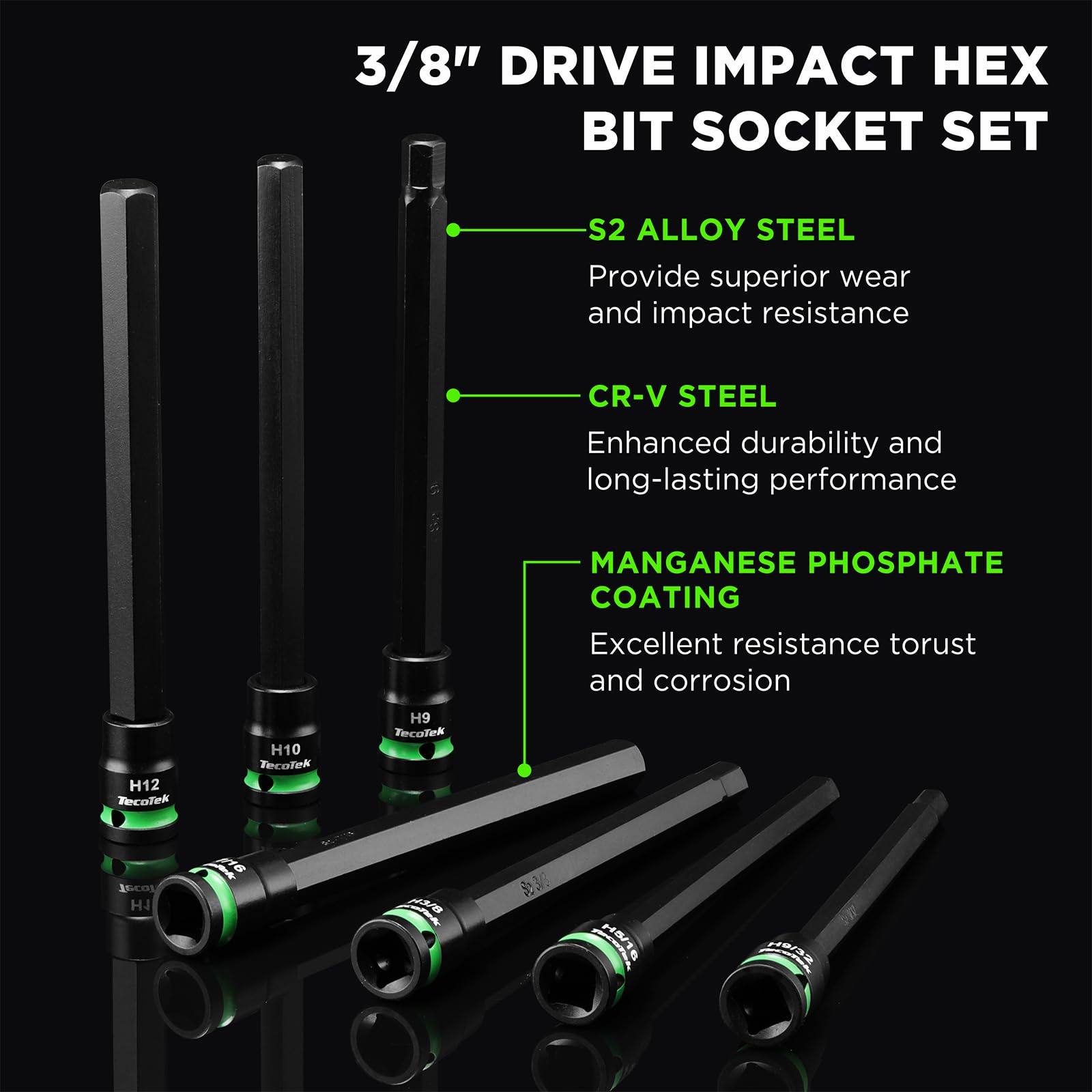 TecoTek extra-long six-inch Allen keys reach hard-to-access fasteners.