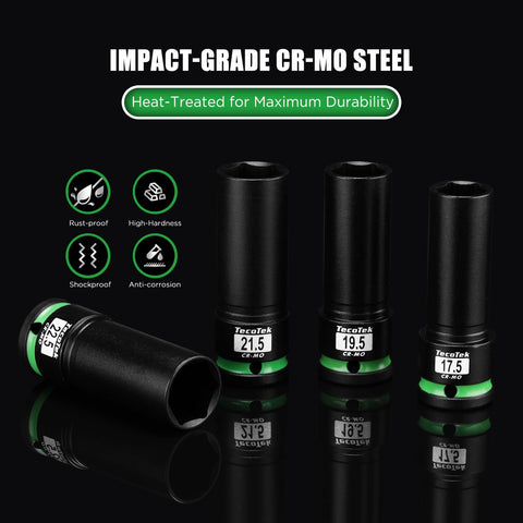 TecoTek 22.5mm lug socket handles stubborn fasteners.
