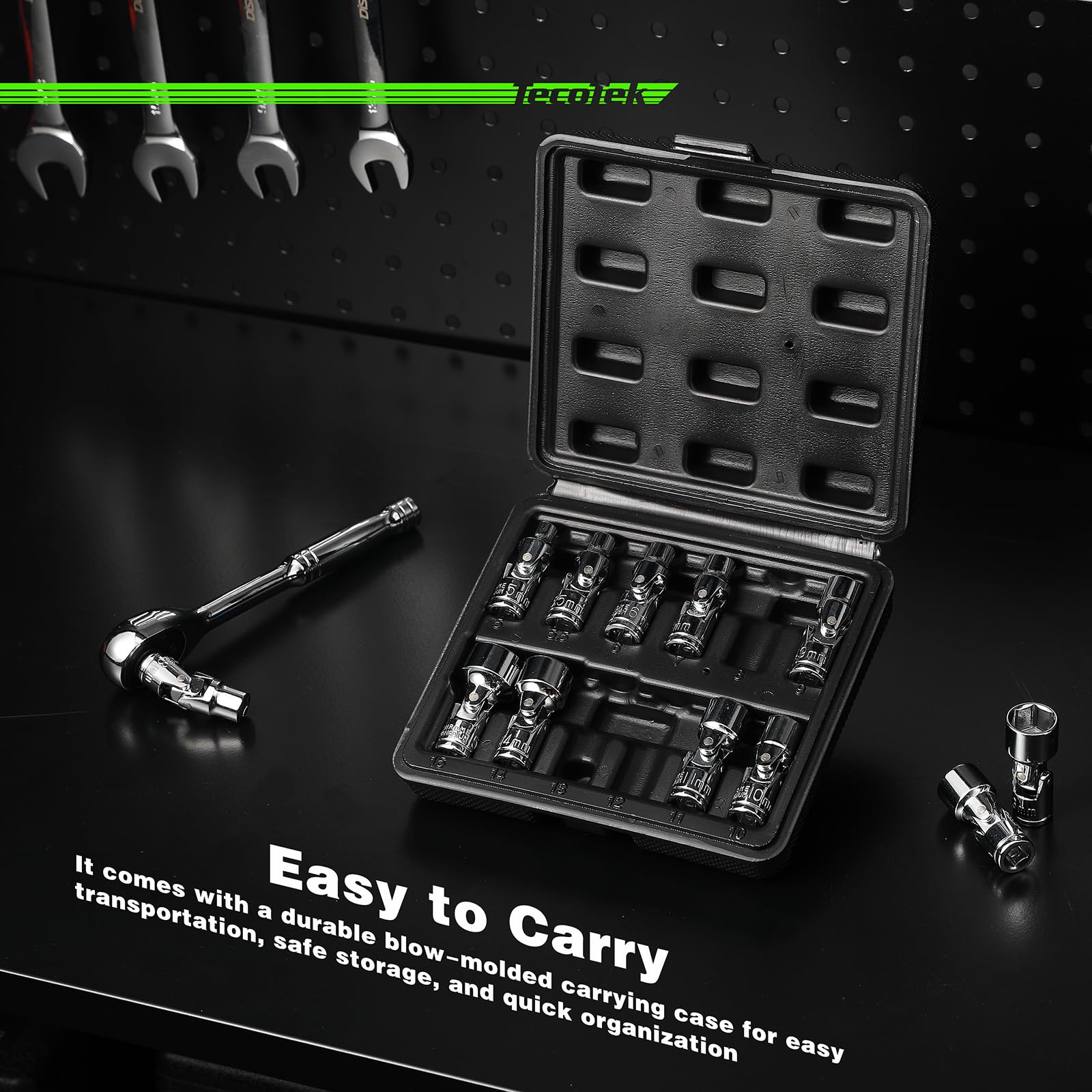 TecoTek organized heavy-duty storage case keeps sockets tidy and portable