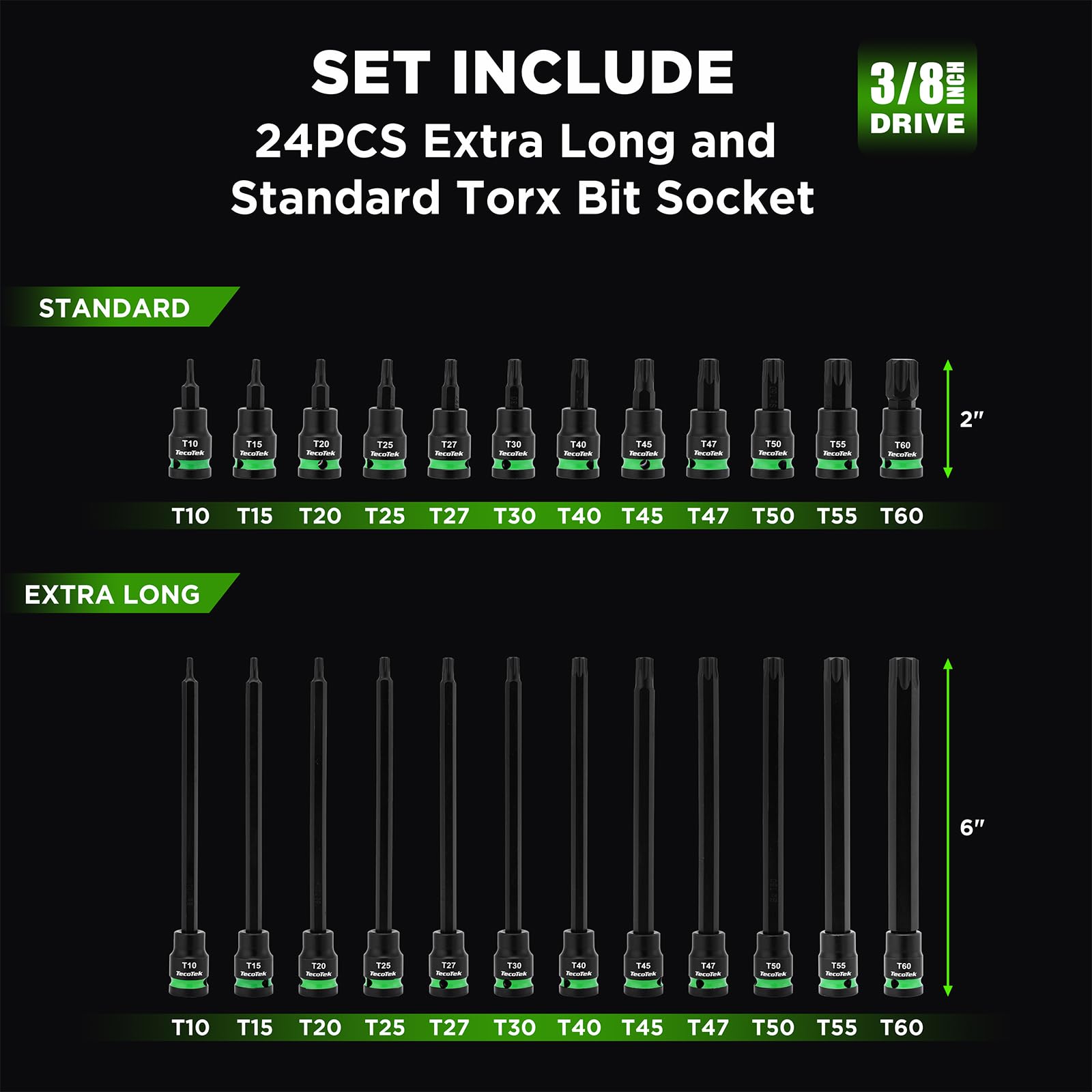 TecoTek S2 alloy steel sockets for durable performance.