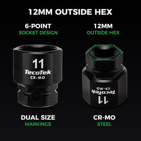 Sockets with clear size markings on a durable case.