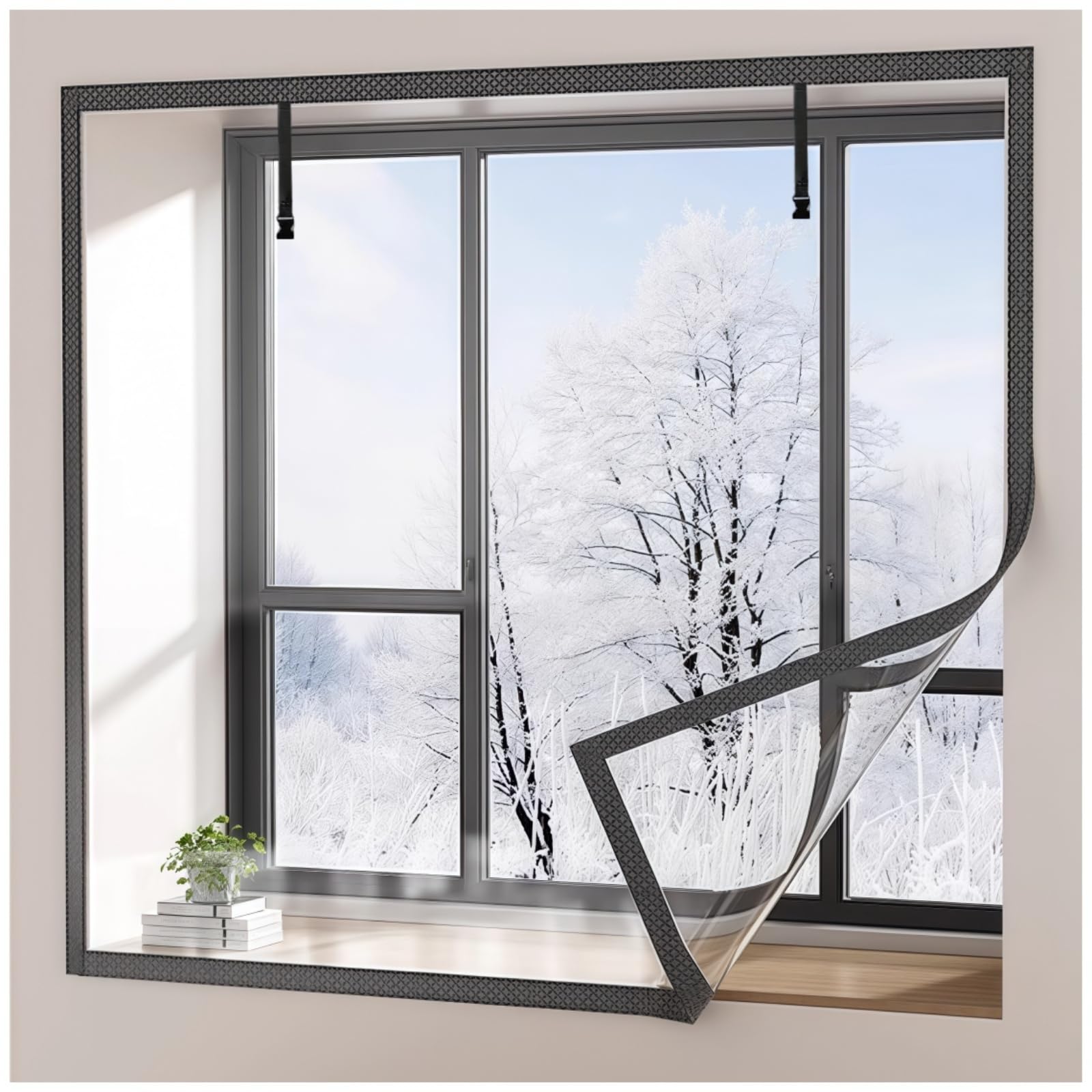 Tecuul window insulation film 75x79 rolled on a frame for energy savings