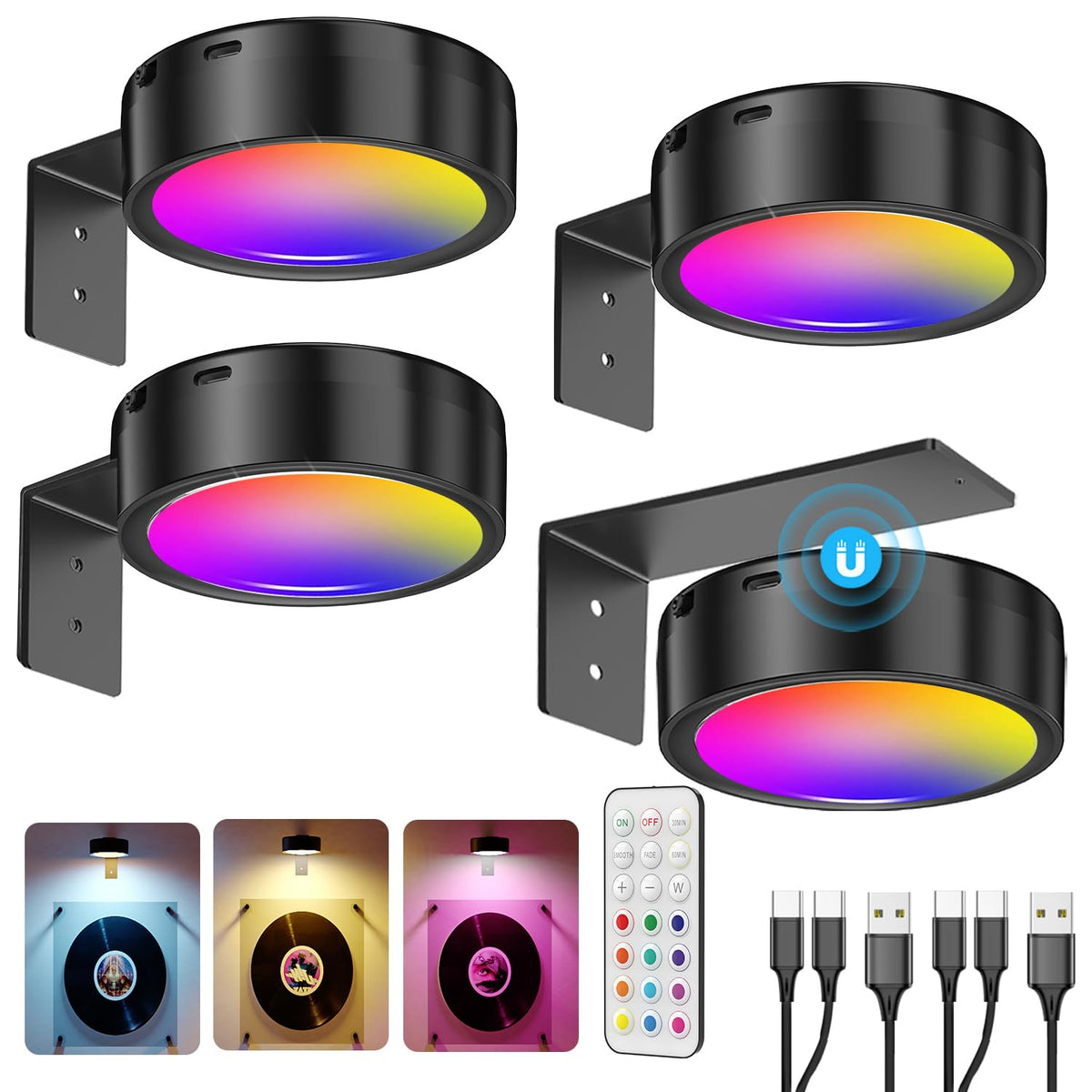 Tedmos wireless picture light mounted over frame with even wall illumination